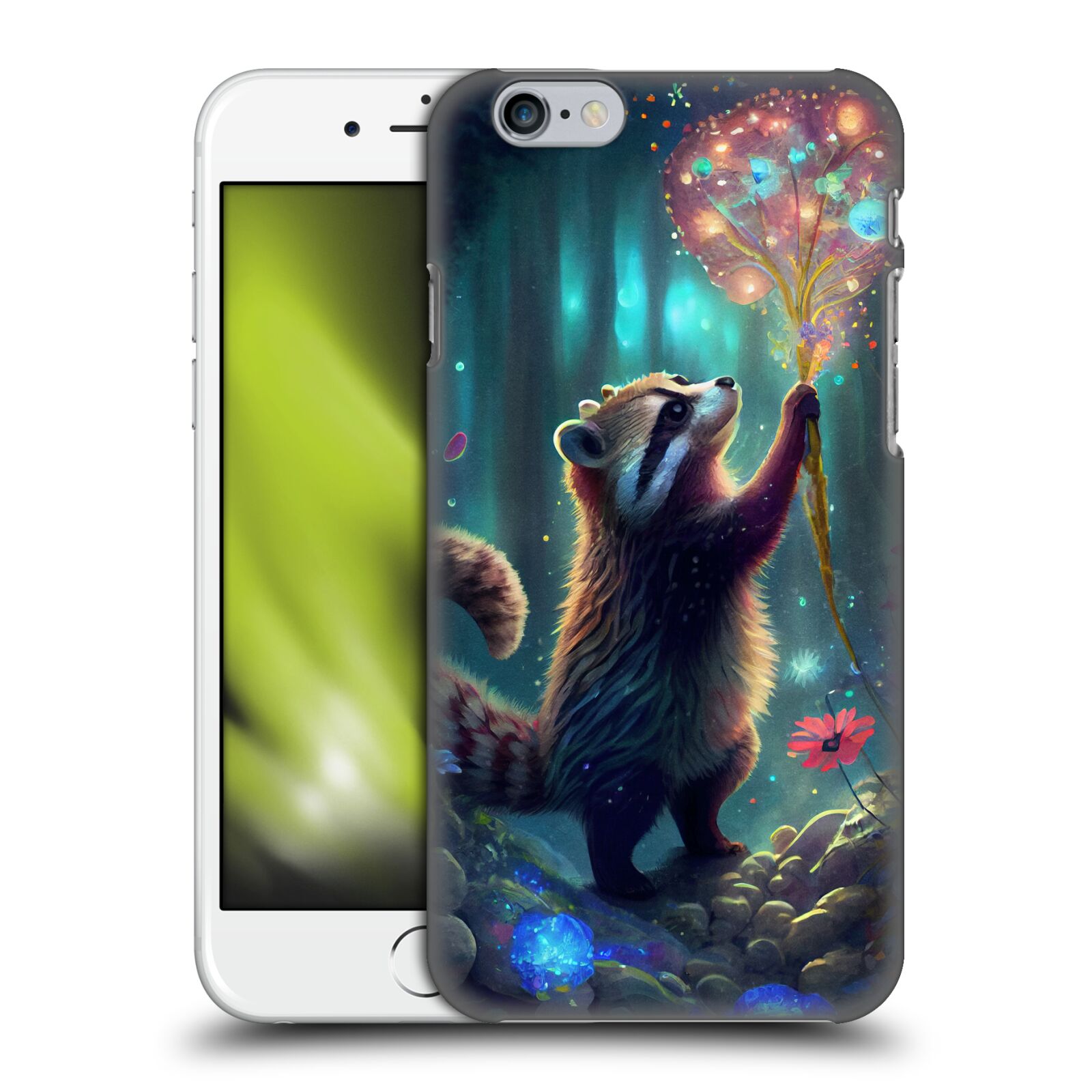 Obal na mobil Apple Iphone 6/6S - HEAD CASE - JK Stewart medvídek mýval a květiny