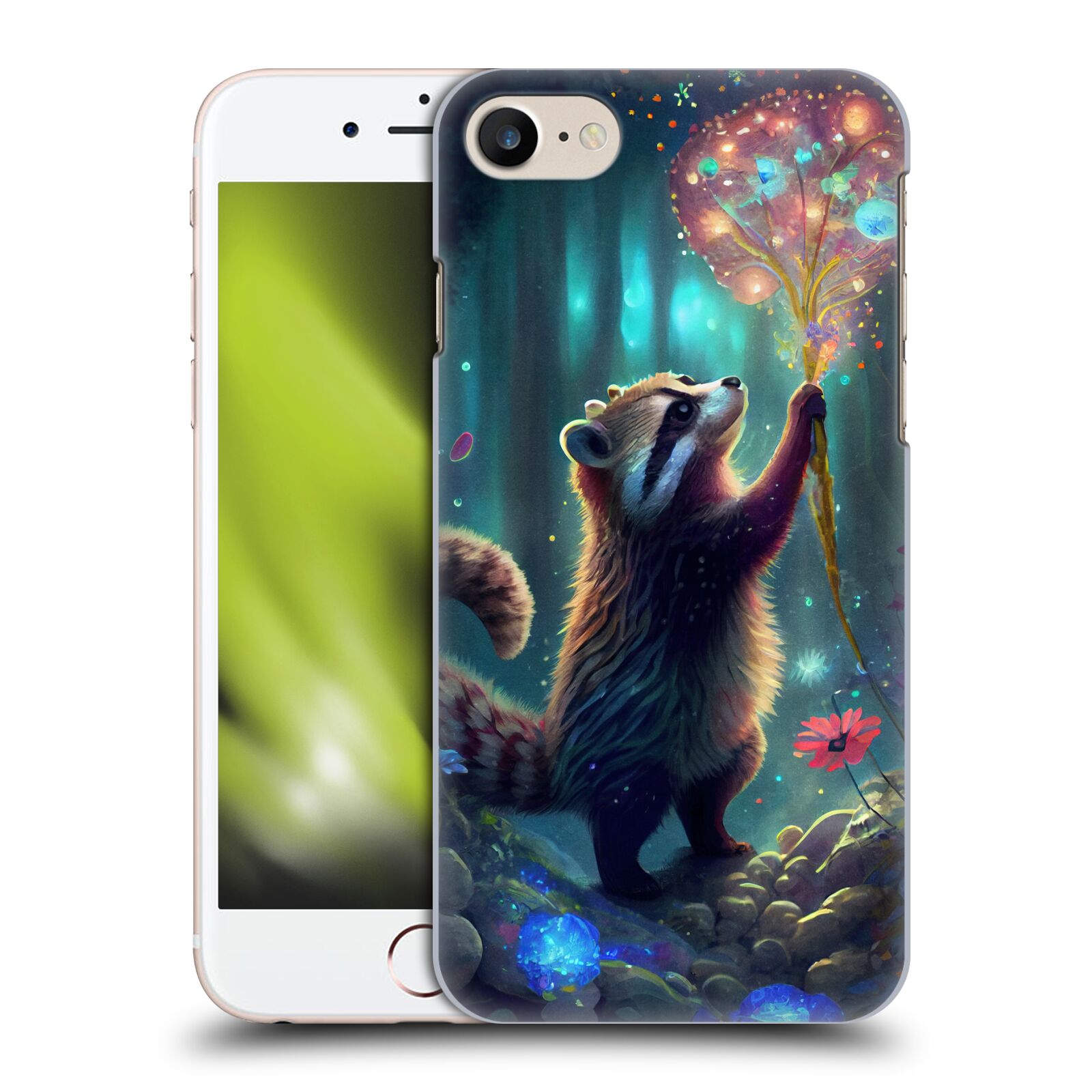 Obal na mobil Apple Iphone 7/8 - HEAD CASE - JK Stewart medvídek mýval a květiny