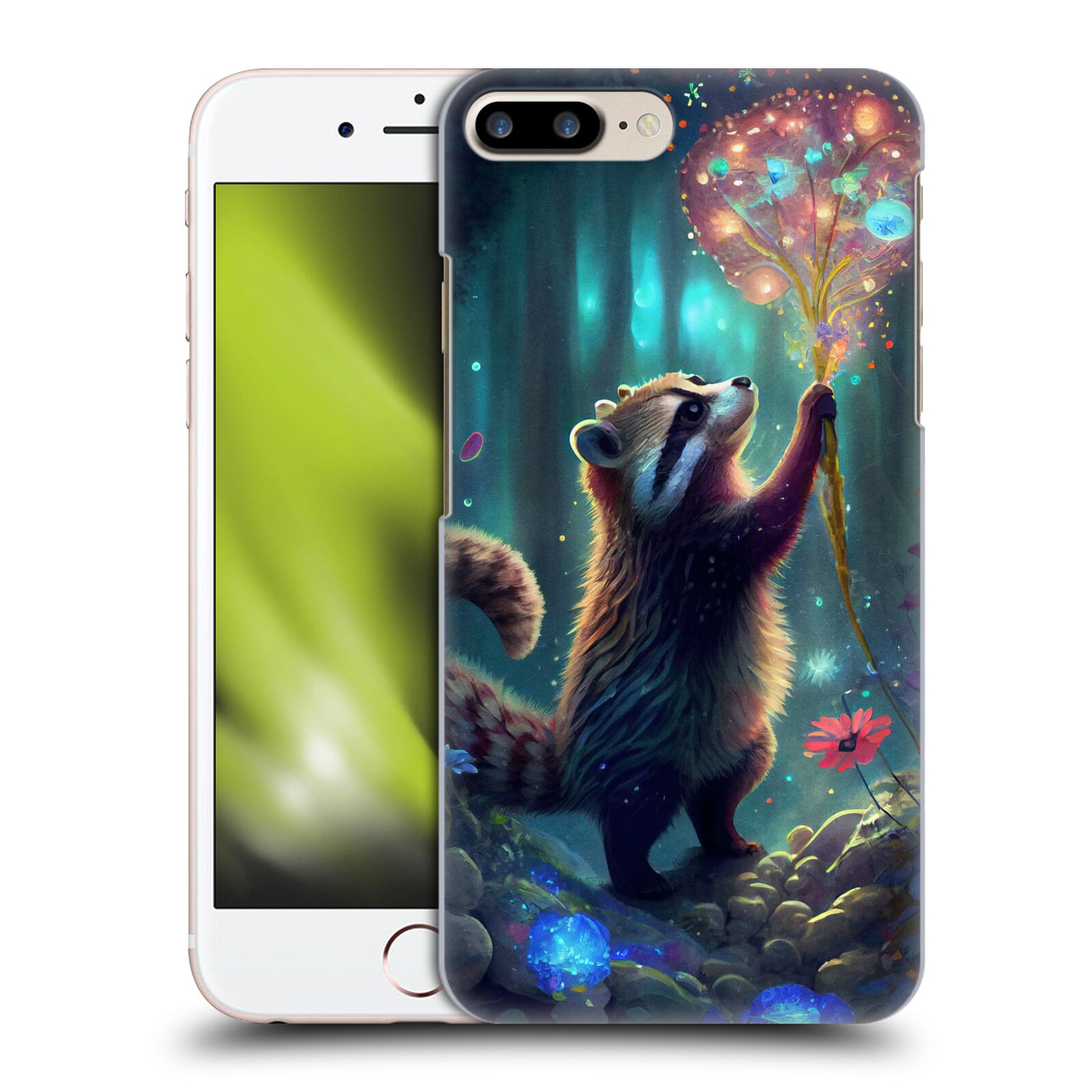 Obal na mobil Apple Iphone 7/8 PLUS - HEAD CASE - JK Stewart medvídek mýval a květiny
