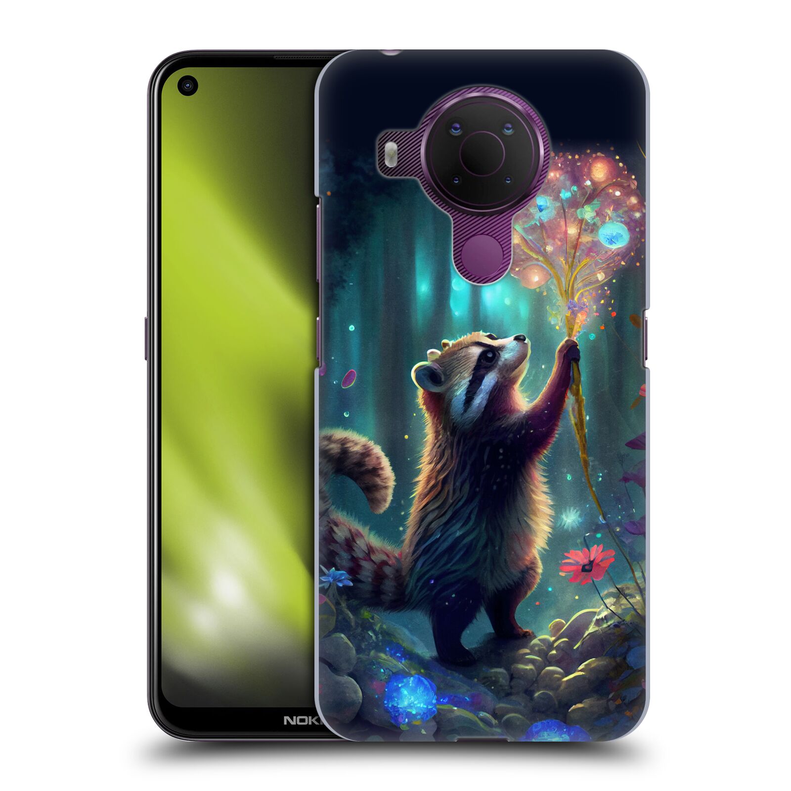 Obal na mobil Nokia 5.4 - HEAD CASE - JK Stewart medvídek mýval a květiny