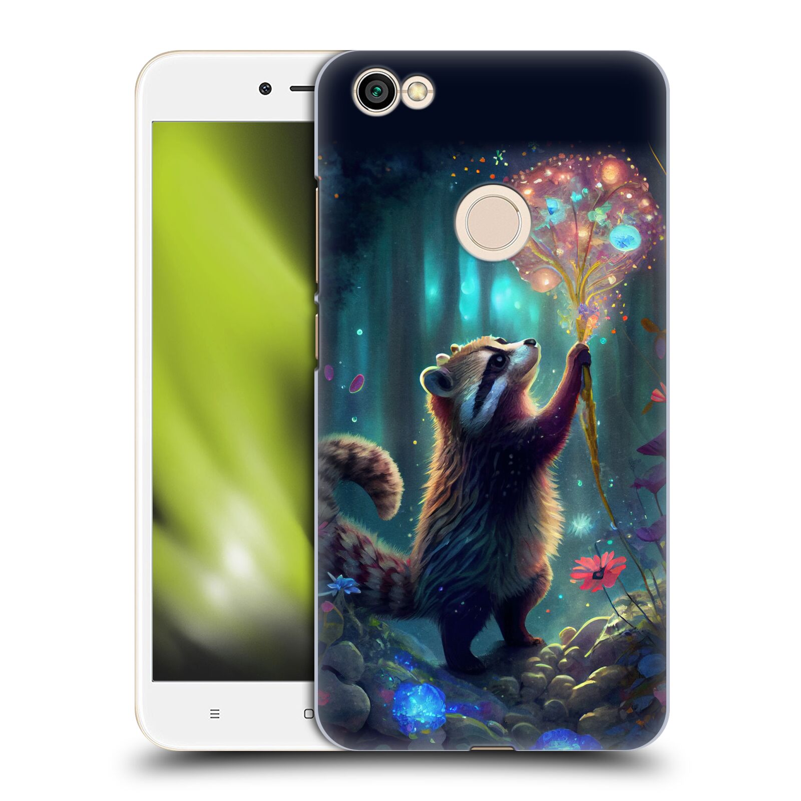 Obal na mobil Xiaomi Redmi Note 5A - HEAD CASE - JK Stewart medvídek mýval a květiny