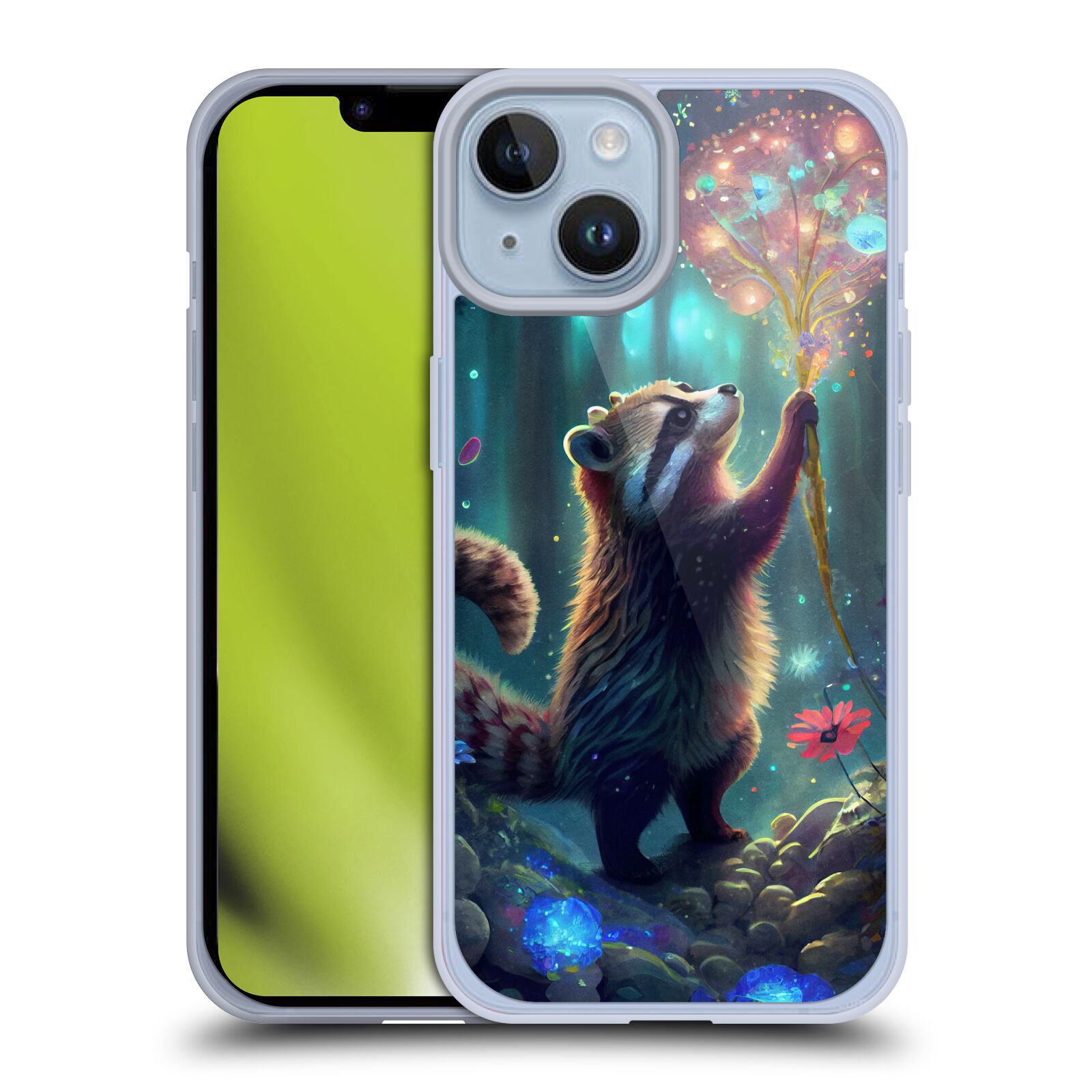 Obal na mobil Apple Iphone 14 - HEAD CASE - JK Stewart medvídek mýval a květiny