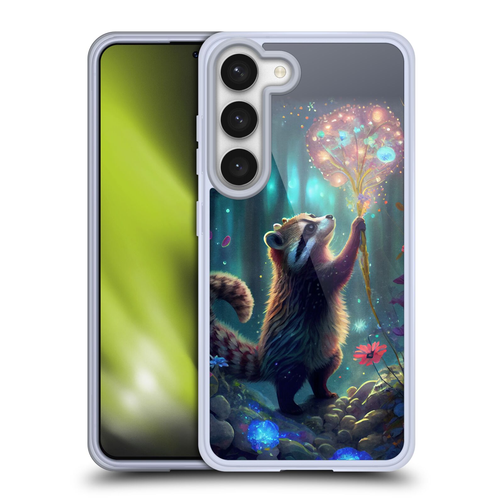 Obal na mobil Samsung Galaxy S23 5G - HEAD CASE - JK Stewart medvídek mýval a květiny