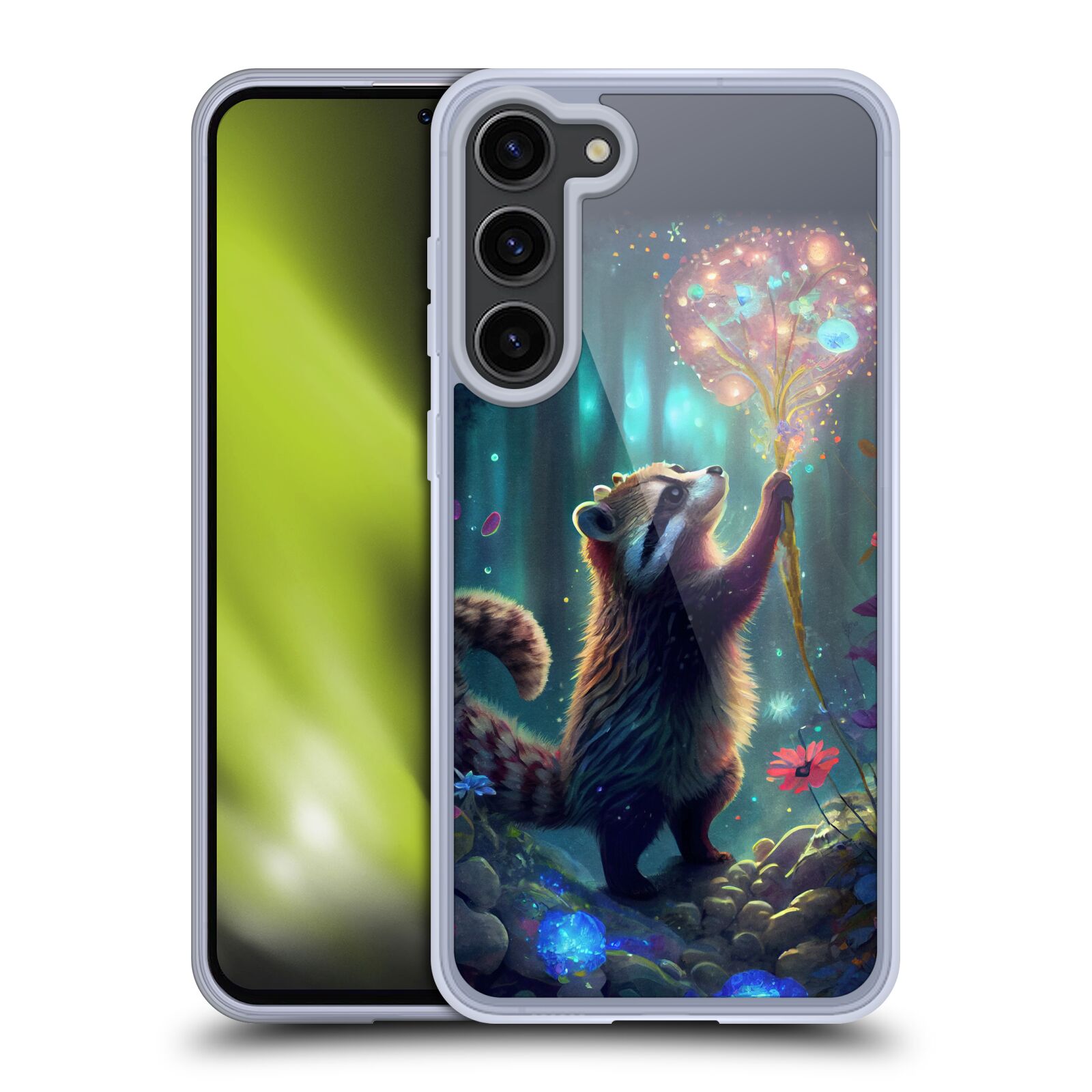 Obal na mobil Samsung Galaxy S23+ 5G - HEAD CASE - JK Stewart medvídek mýval a květiny