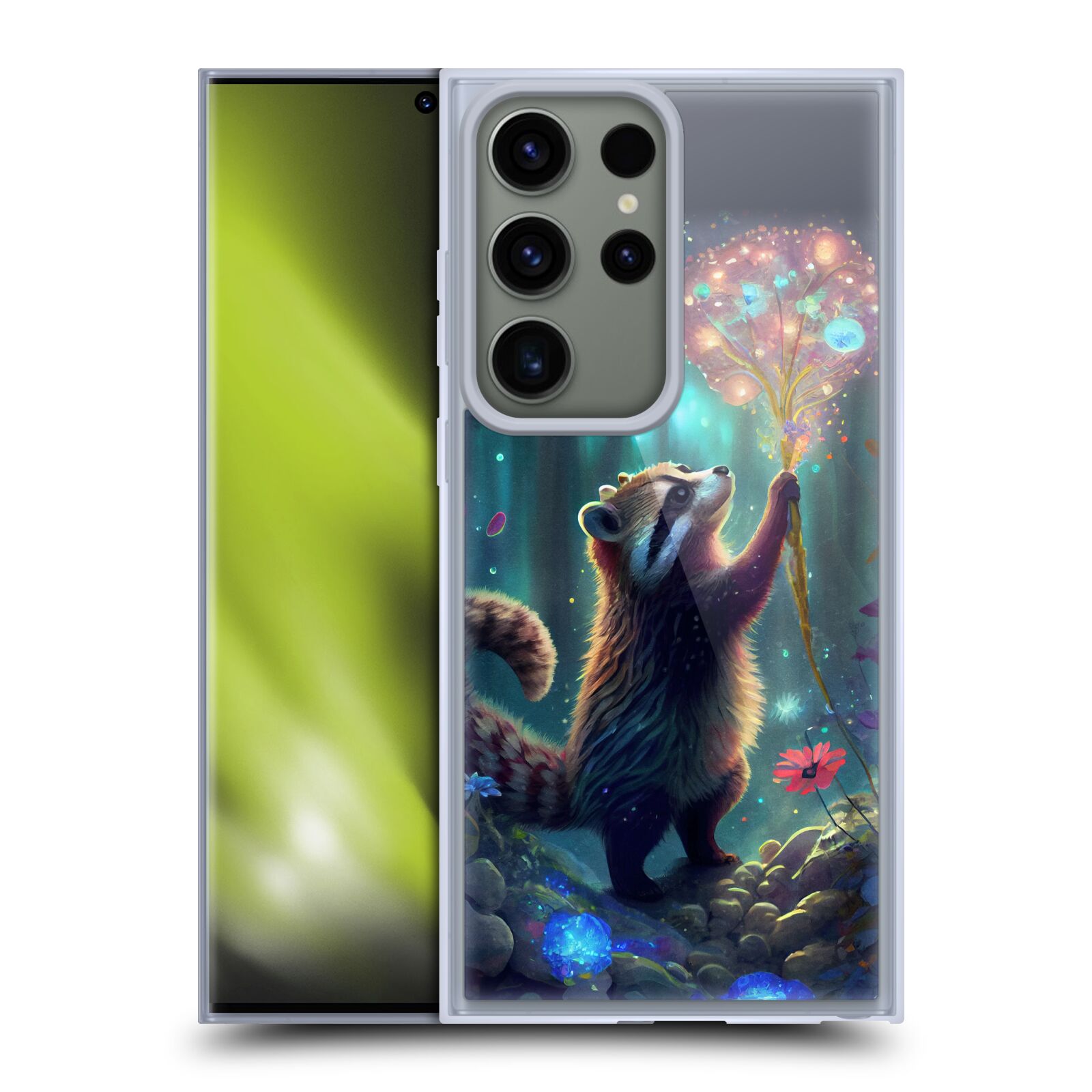 Obal na mobil Samsung Galaxy S23 Ultra 5G - HEAD CASE - JK Stewart medvídek mýval a květiny