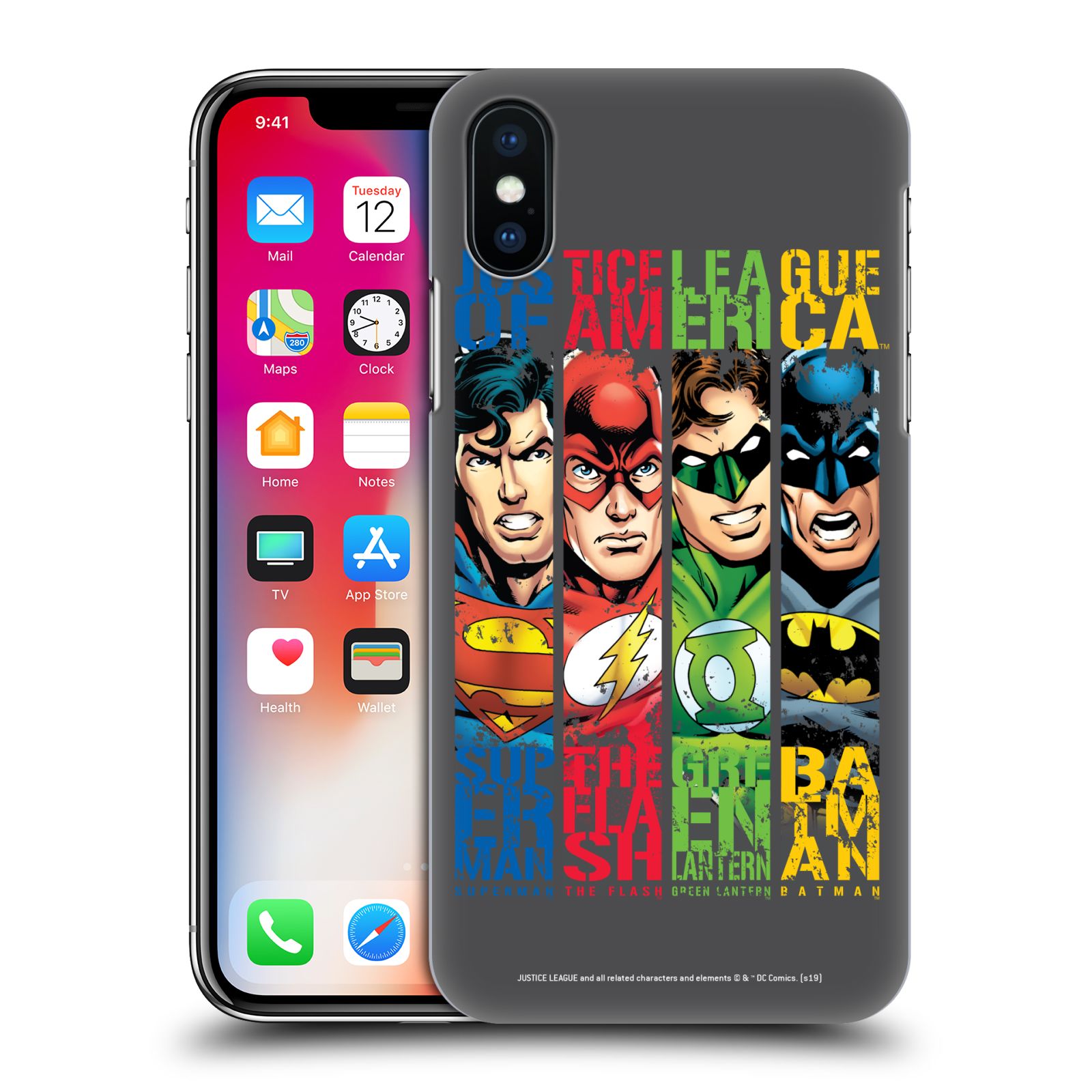 Pouzdro na mobil Apple Iphone X/XS - HEAD CASE - DC komix Liga Spravedlivých hrdinové