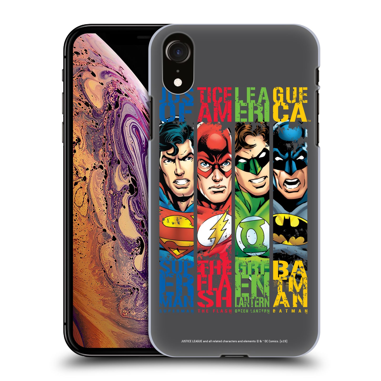Pouzdro na mobil Apple Iphone XR - HEAD CASE - DC komix Liga Spravedlivých hrdinové