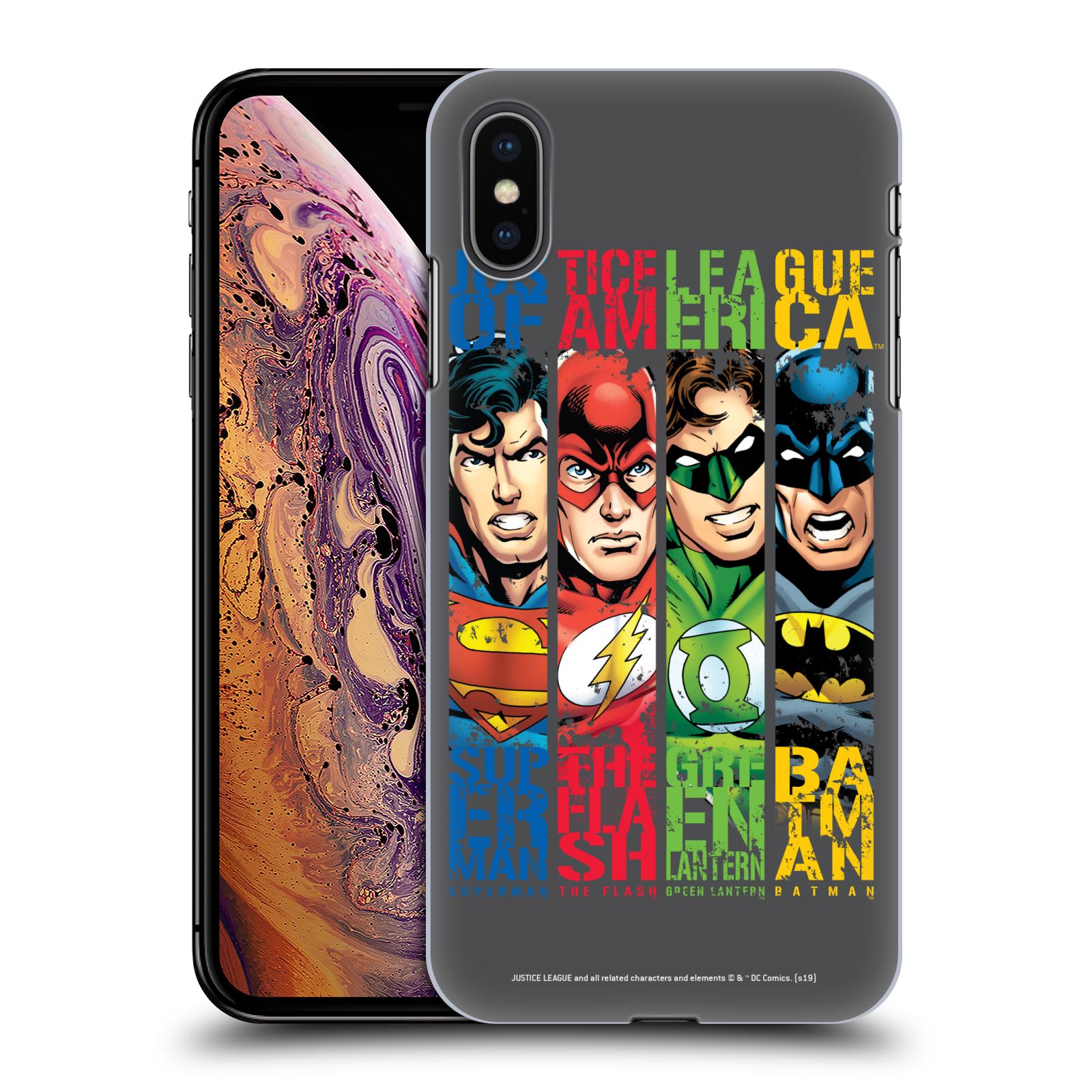 Pouzdro na mobil Apple Iphone XS MAX - HEAD CASE - DC komix Liga Spravedlivých hrdinové
