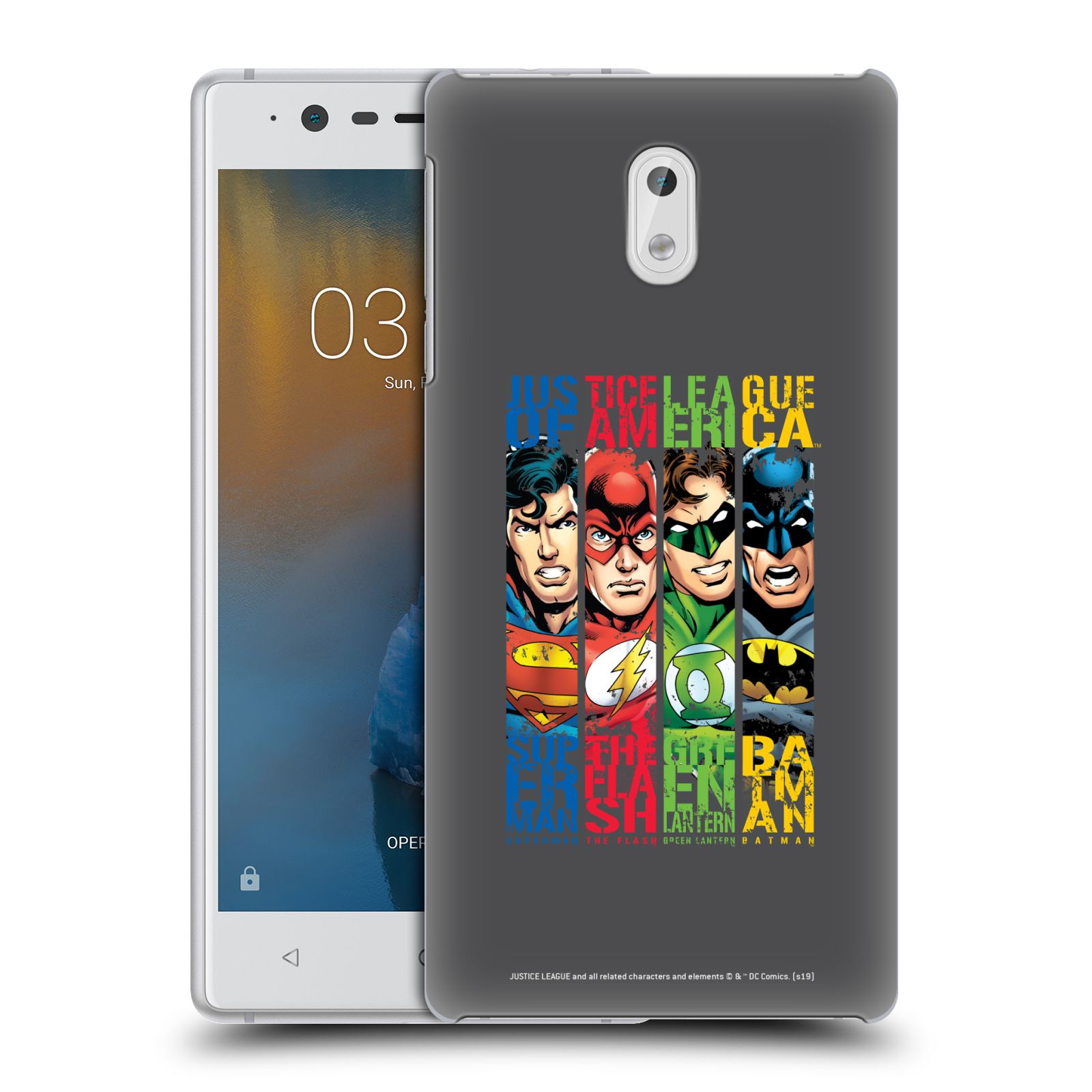 Pouzdro na mobil Nokia 3 - HEAD CASE - DC komix Liga Spravedlivých hrdinové