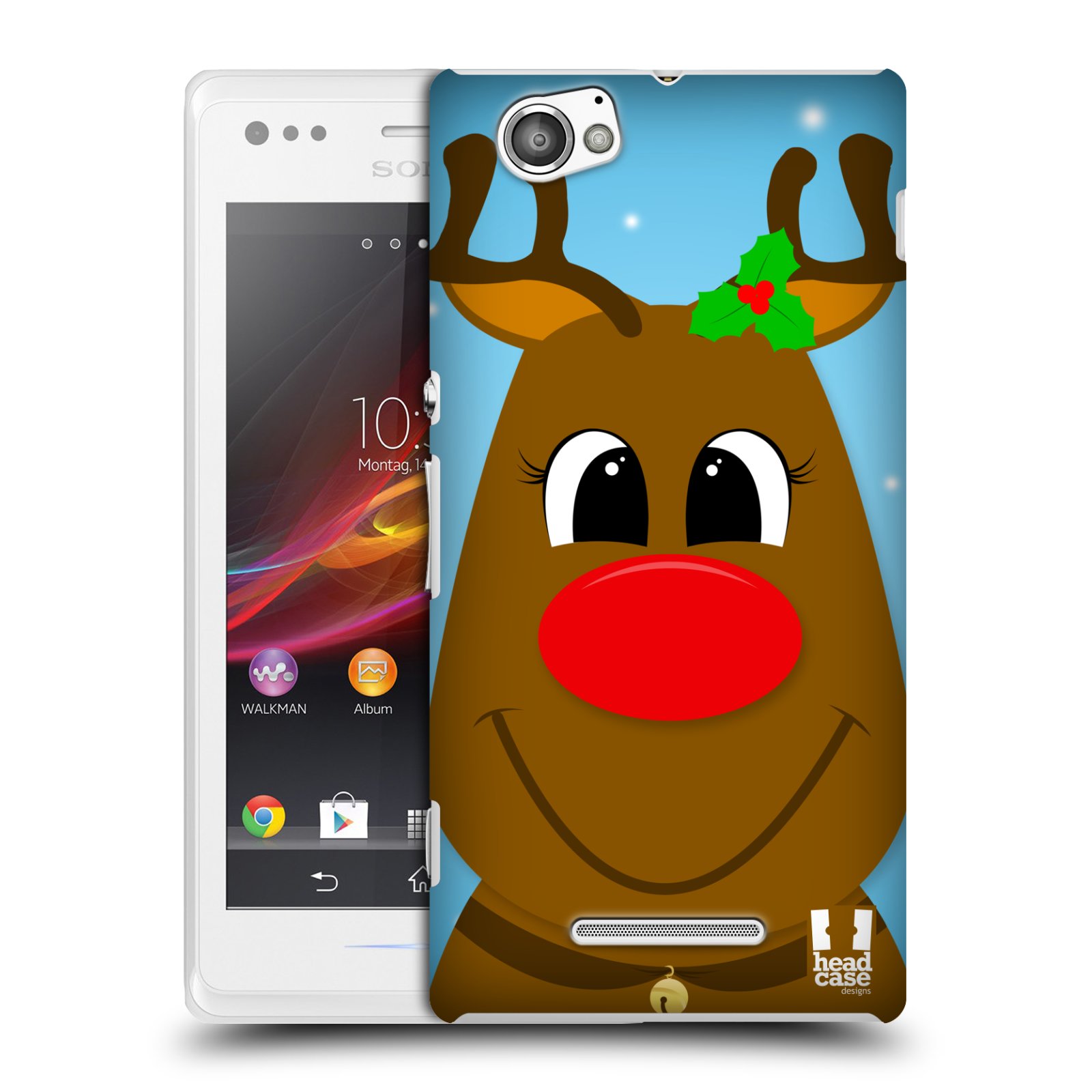 HEAD CASE plastový obal na mobil Sony Xperia M vzor Vánoční tváře kreslené SOB RUDOLF