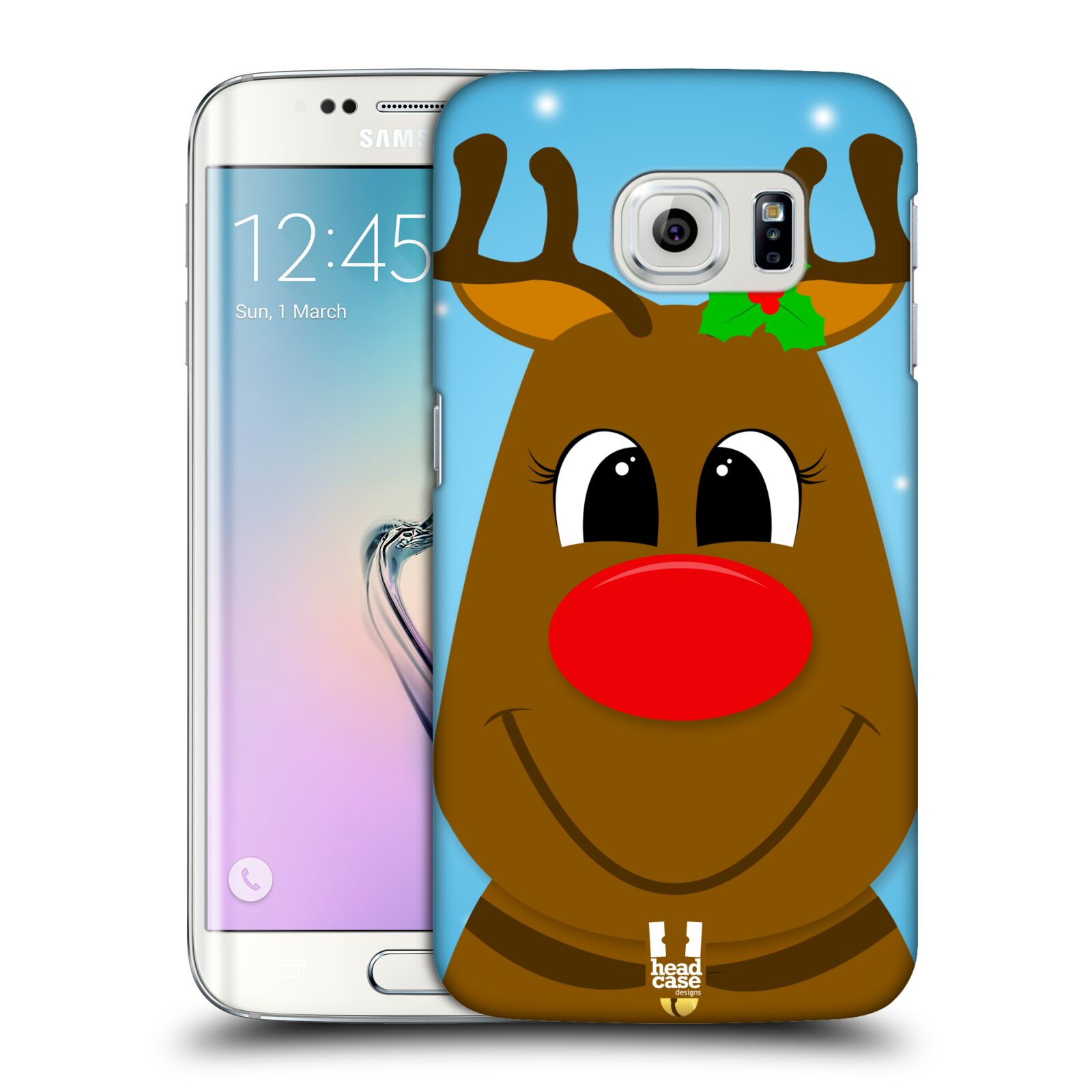 HEAD CASE plastový obal na mobil SAMSUNG Galaxy S6 EDGE (G9250, G925, G925F) vzor Vánoční tváře kreslené SOB RUDOLF