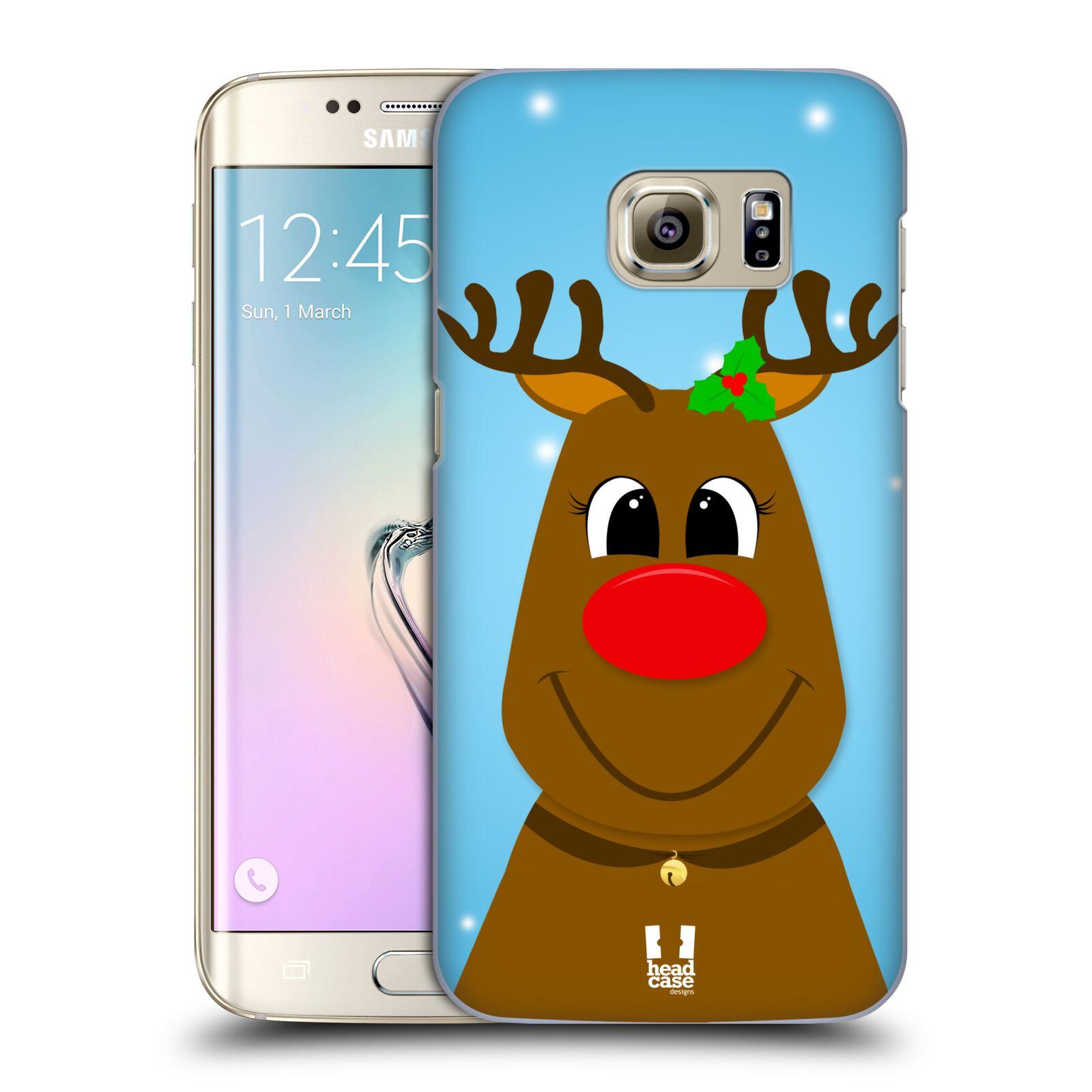 HEAD CASE plastový obal na mobil SAMSUNG GALAXY S7 EDGE vzor Vánoční tváře kreslené SOB RUDOLF
