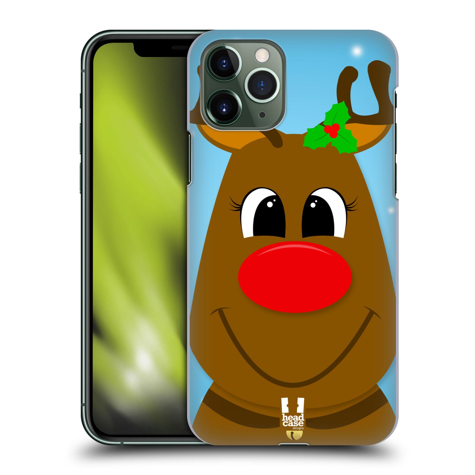 Pouzdro na mobil Apple Iphone 11 PRO - HEAD CASE - vzor Vánoční tváře kreslené SOB RUDOLF