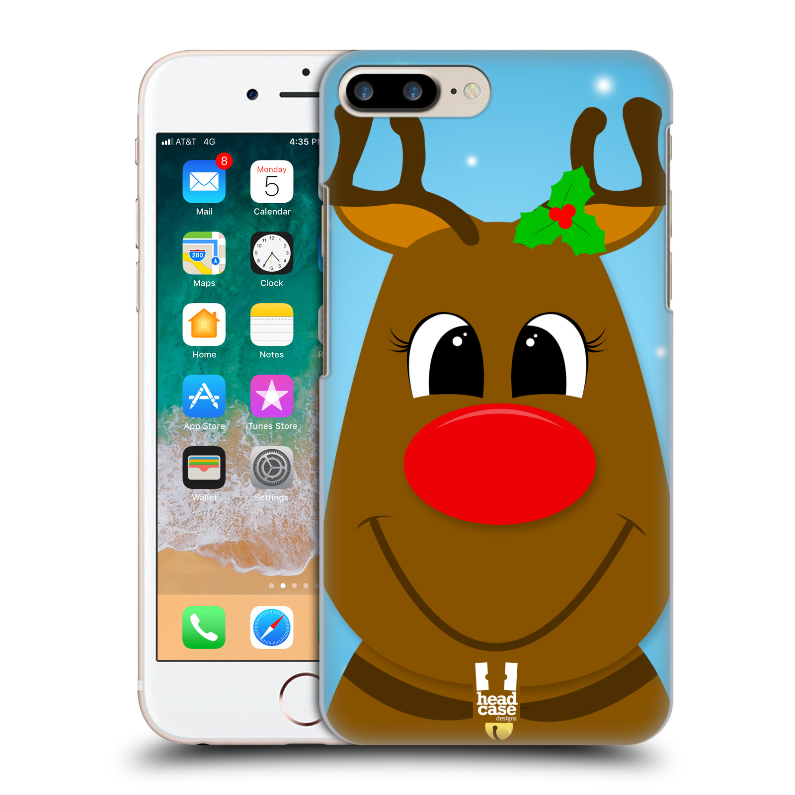 HEAD CASE plastový obal na mobil Apple Iphone 7 PLUS vzor Vánoční tváře kreslené SOB RUDOLF