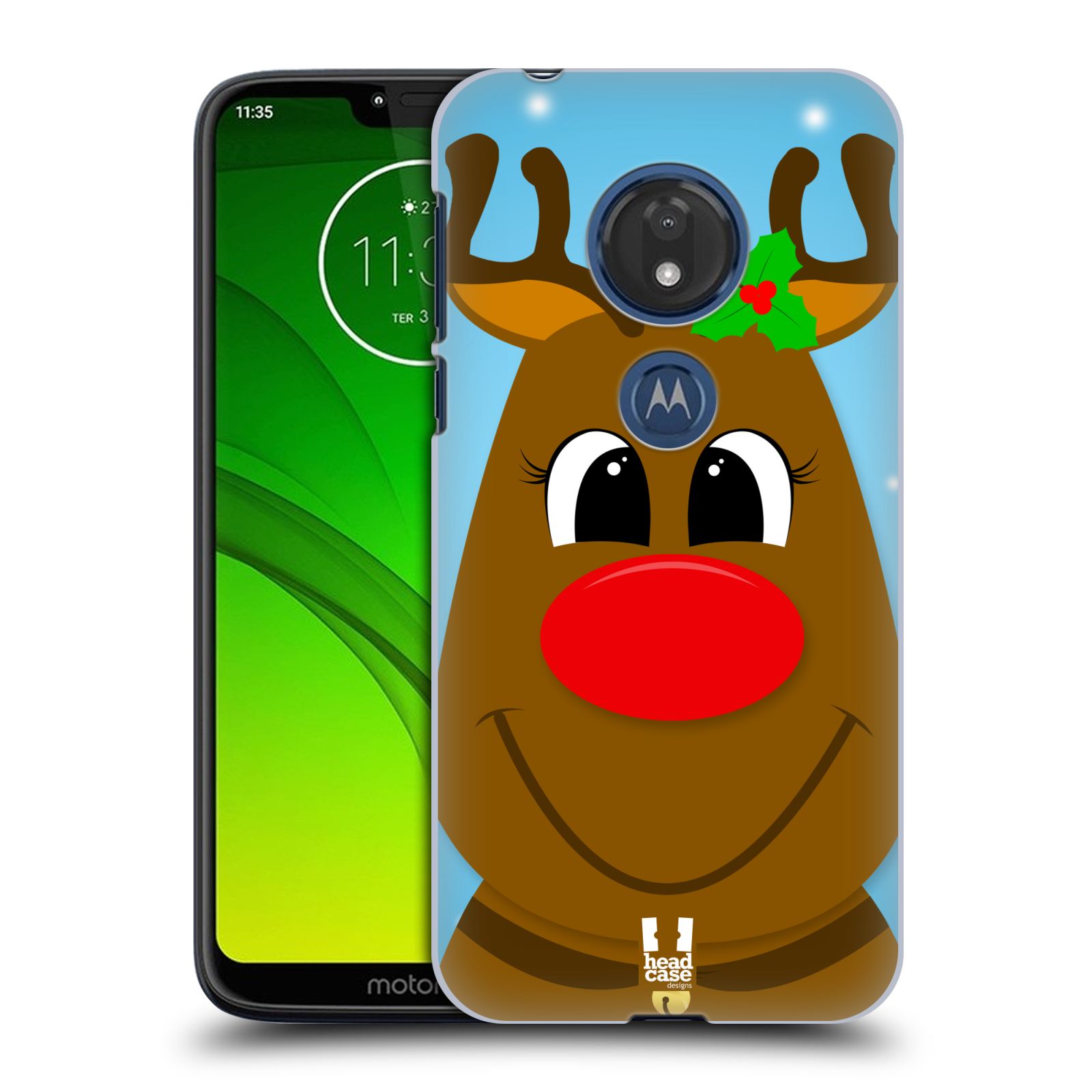 Pouzdro na mobil Motorola Moto G7 Play vzor Vánoční tváře kreslené SOB RUDOLF