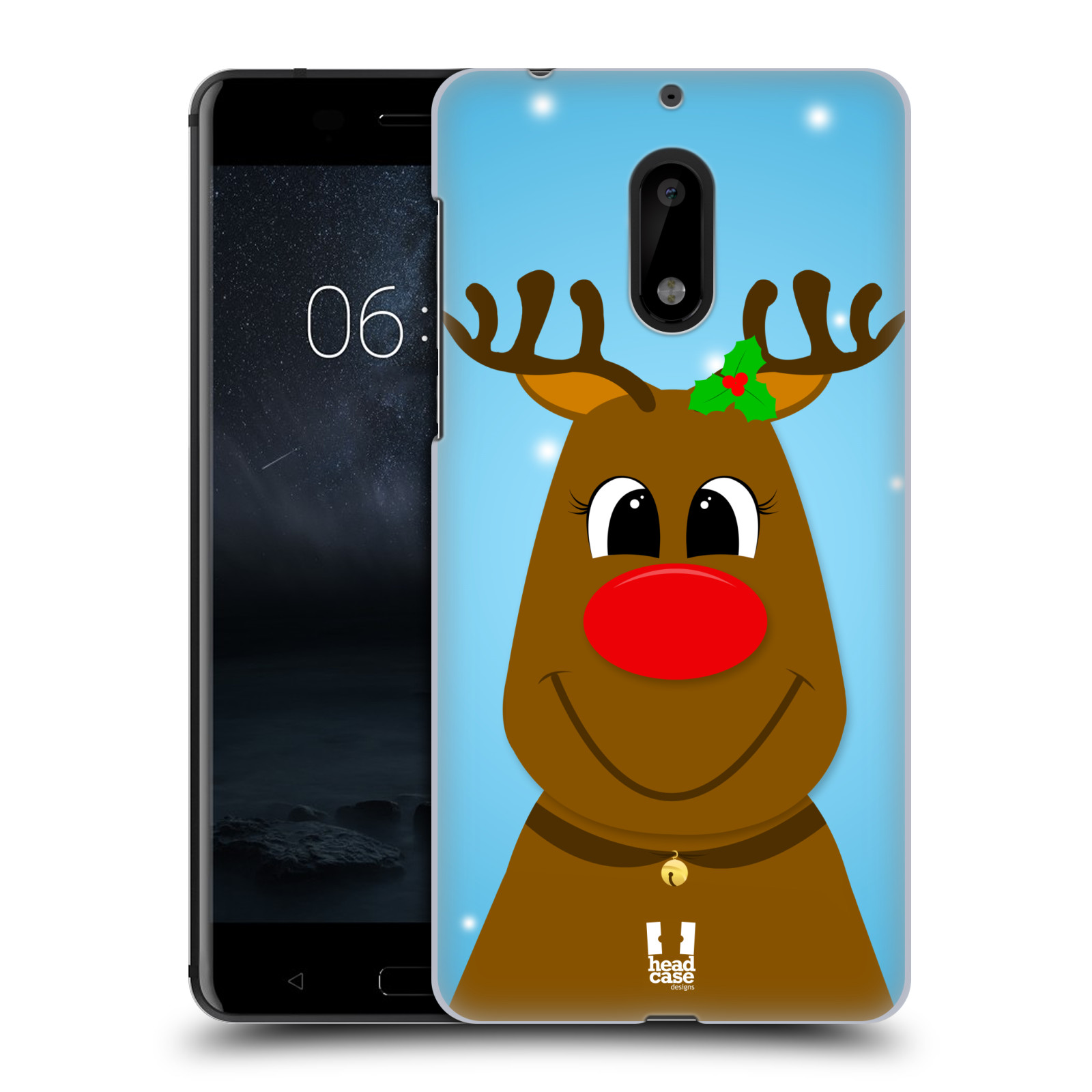 HEAD CASE plastový obal na mobil Nokia 6 vzor Vánoční tváře kreslené SOB RUDOLF