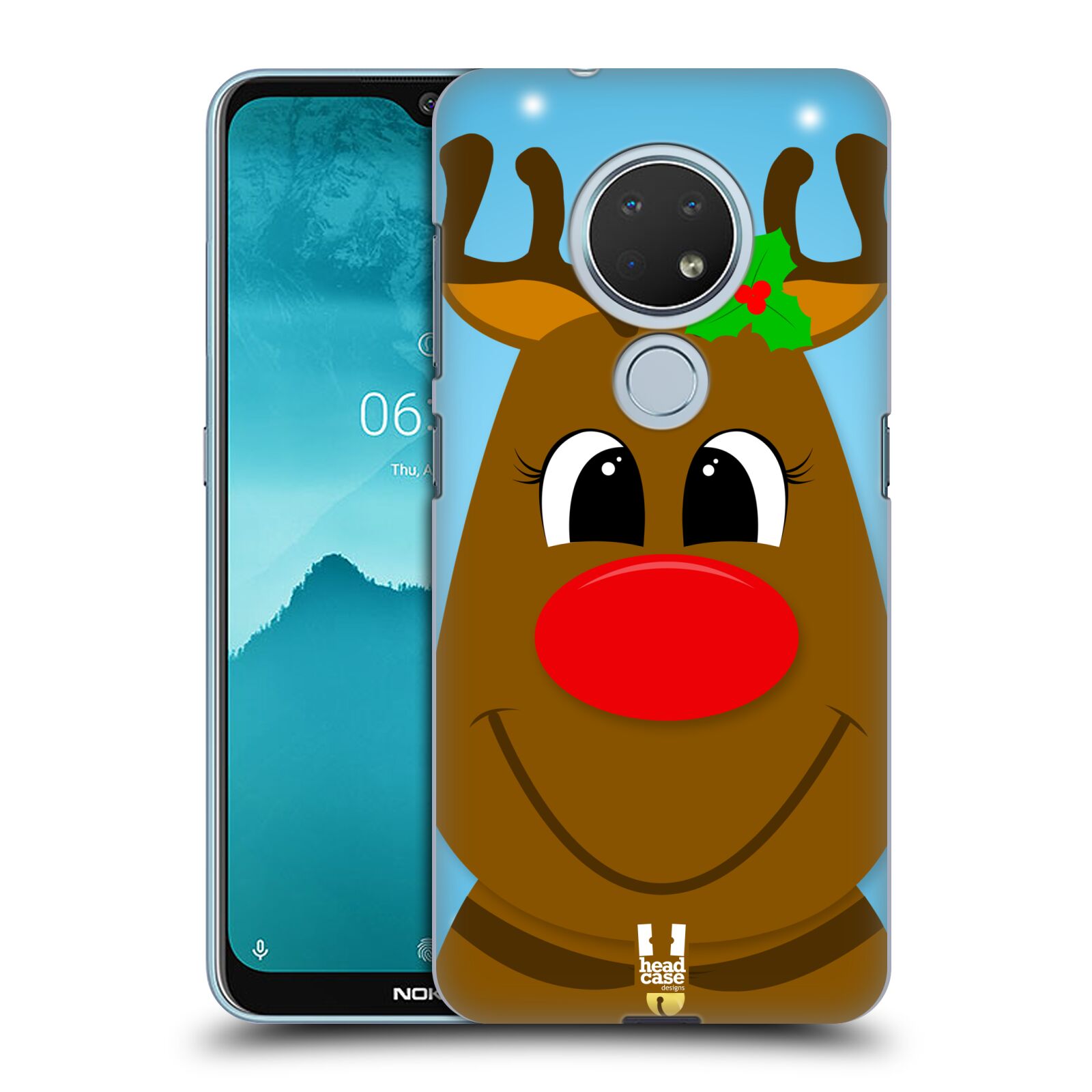 Pouzdro na mobil Nokia 6.2 - HEAD CASE - vzor Vánoční tváře kreslené SOB RUDOLF