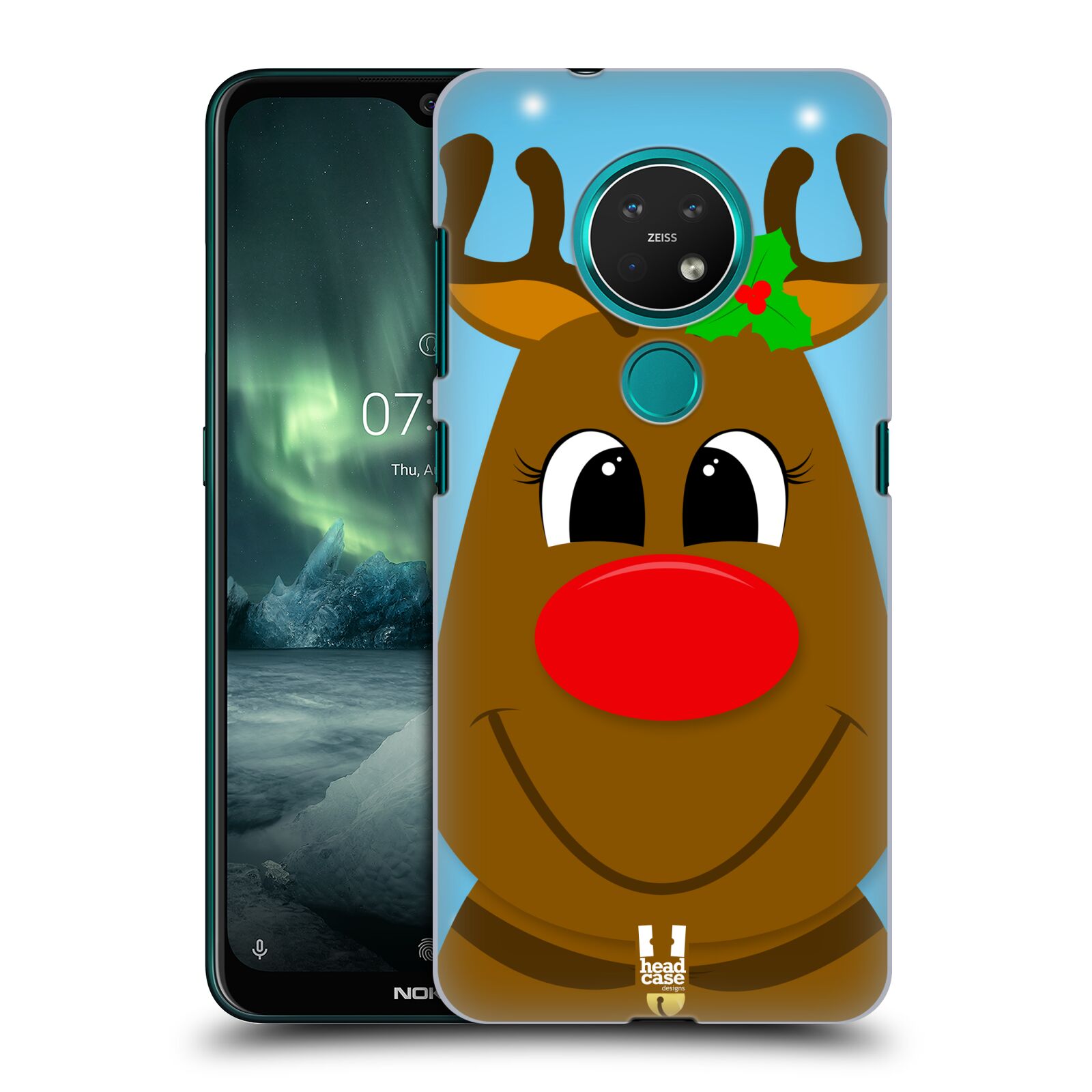 Pouzdro na mobil NOKIA 7.2 - HEAD CASE - vzor Vánoční tváře kreslené SOB RUDOLF