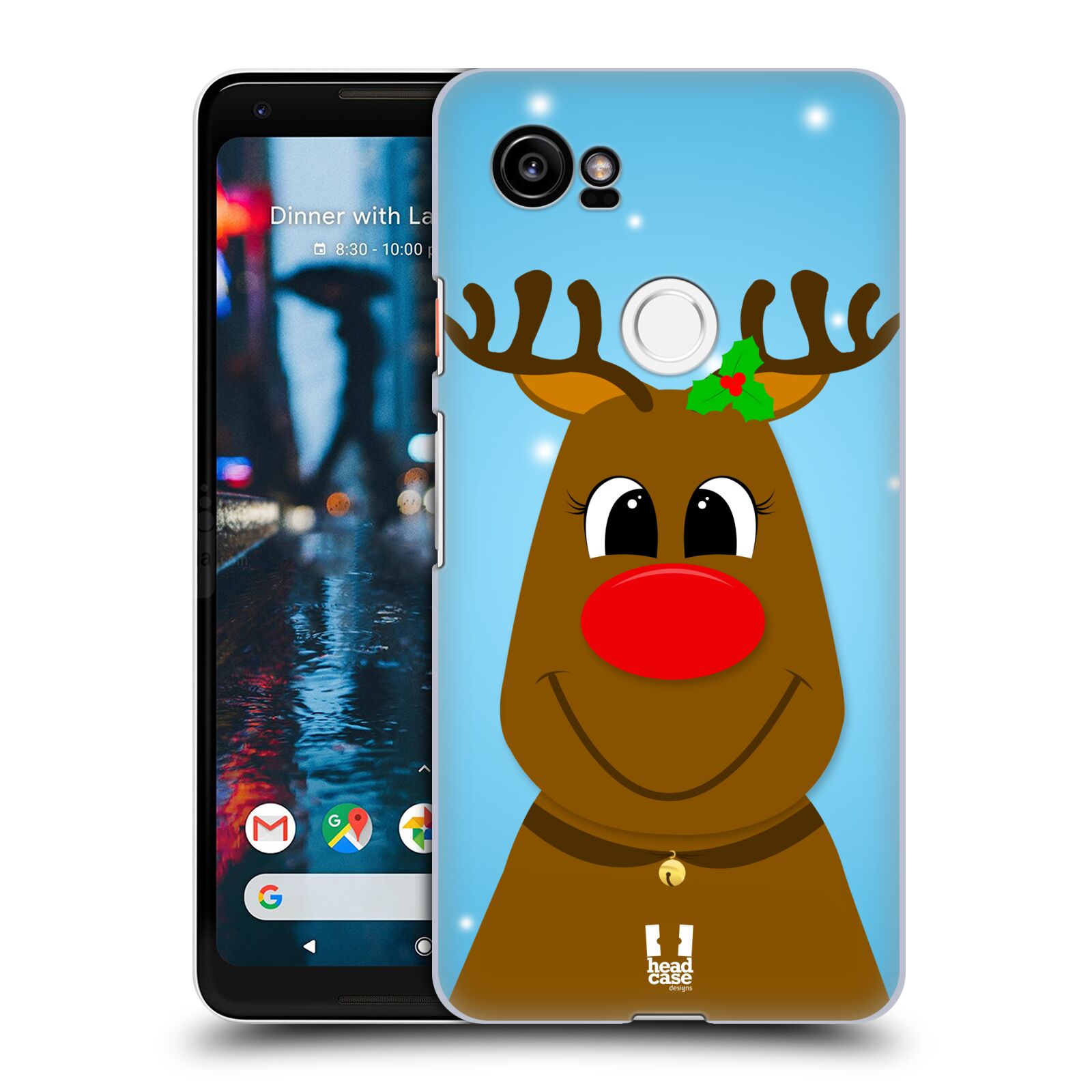 HEAD CASE plastový obal na mobil Google Pixel 2 XL vzor Vánoční tváře kreslené SOB RUDOLF