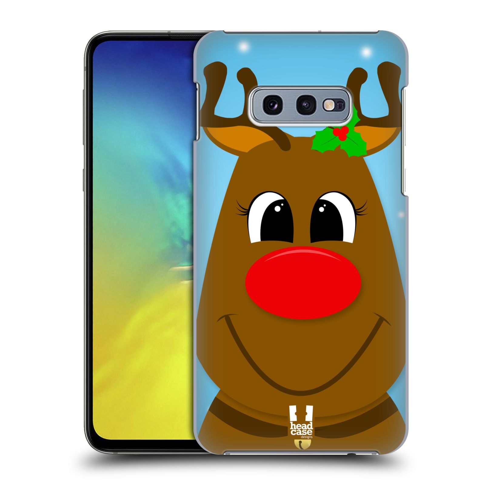 Pouzdro na mobil Samsung Galaxy S10e - HEAD CASE - vzor Vánoční tváře kreslené SOB RUDOLF