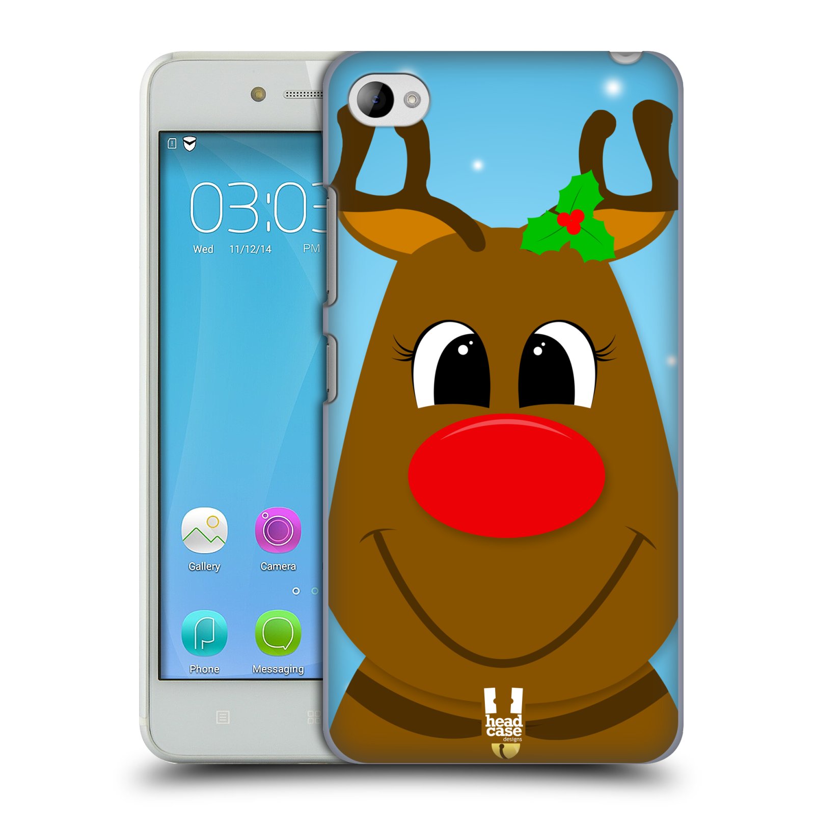 HEAD CASE pevný plastový obal na mobil LENOVO S90 vzor Vánoční tváře kreslené SOB RUDOLF