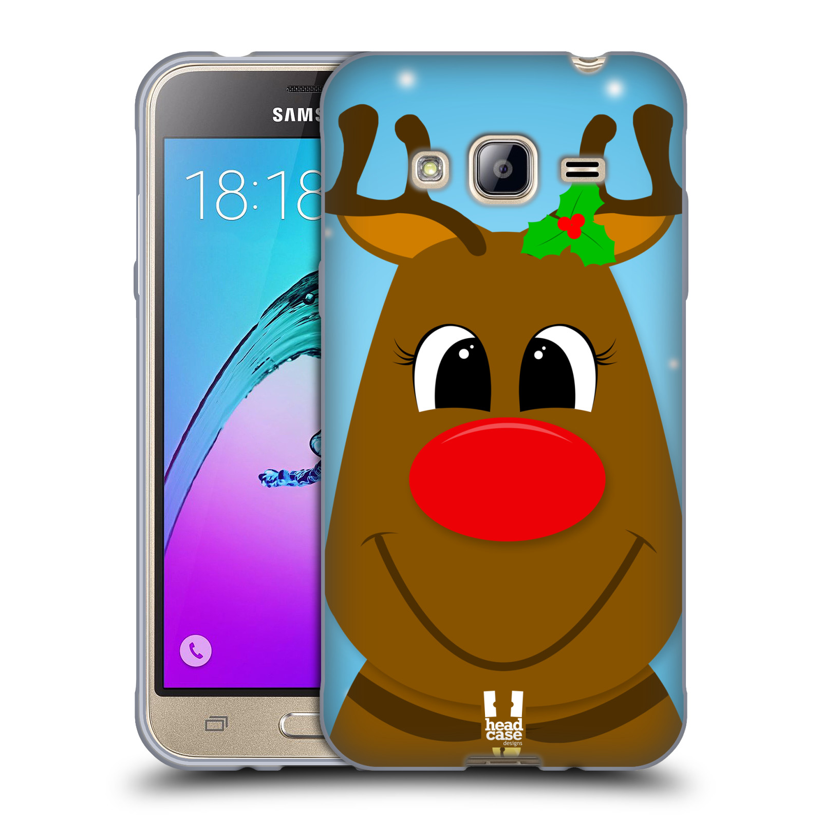 HEAD CASE silikonový obal na mobil Samsung Galaxy J3, J3 2016 vzor Vánoční tváře kreslené SOB RUDOLF