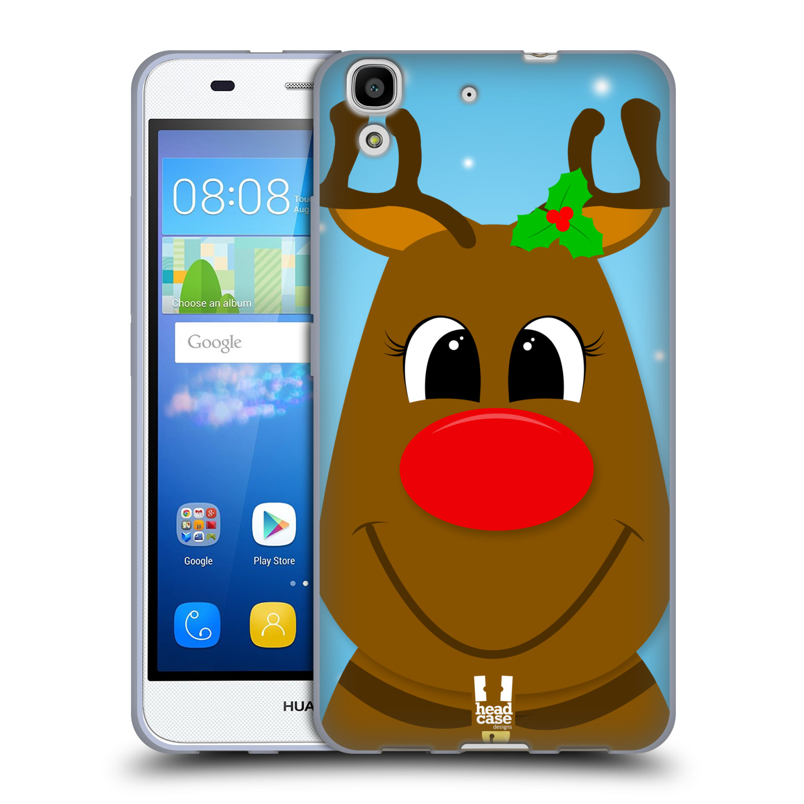 HEAD CASE silikonový obal na mobil HUAWEI Y6 vzor Vánoční tváře kreslené SOB RUDOLF