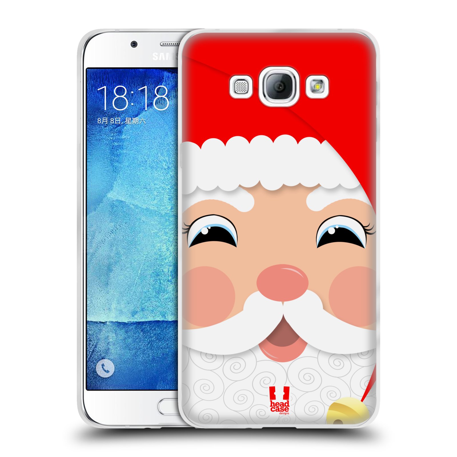 HEAD CASE silikonový obal na mobil Samsung Galaxy A8 vzor Vánoční tváře kreslené SANTA CLAUS