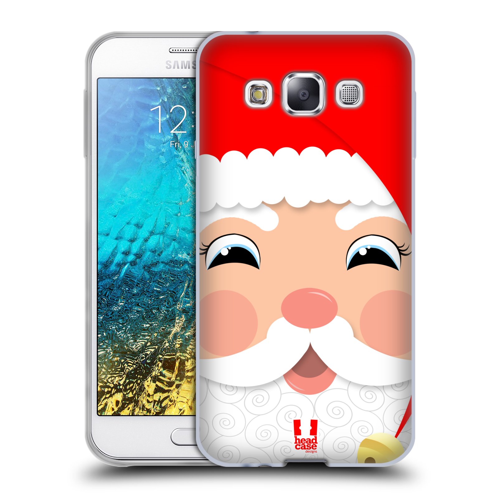 HEAD CASE silikonový obal na mobil Samsung Galaxy E5 vzor Vánoční tváře kreslené SANTA CLAUS