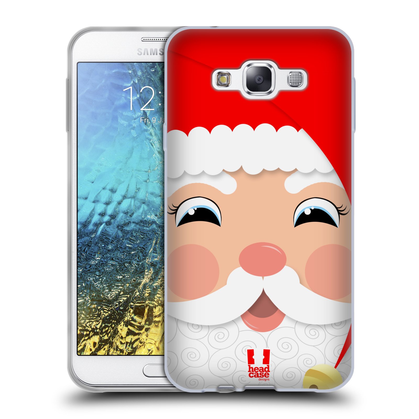 HEAD CASE silikonový obal na mobil Samsung Galaxy E7 vzor Vánoční tváře kreslené SANTA CLAUS