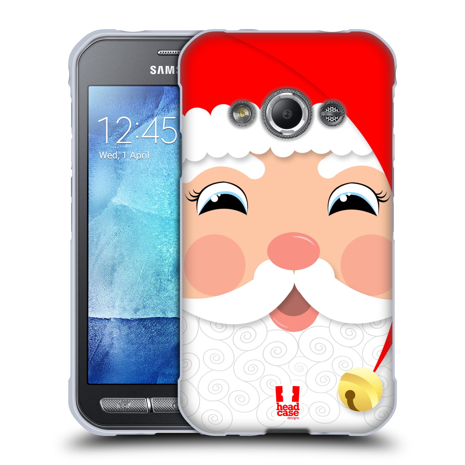 HEAD CASE silikonový obal na mobil Samsung Galaxy Xcover 3 vzor Vánoční tváře kreslené SANTA CLAUS