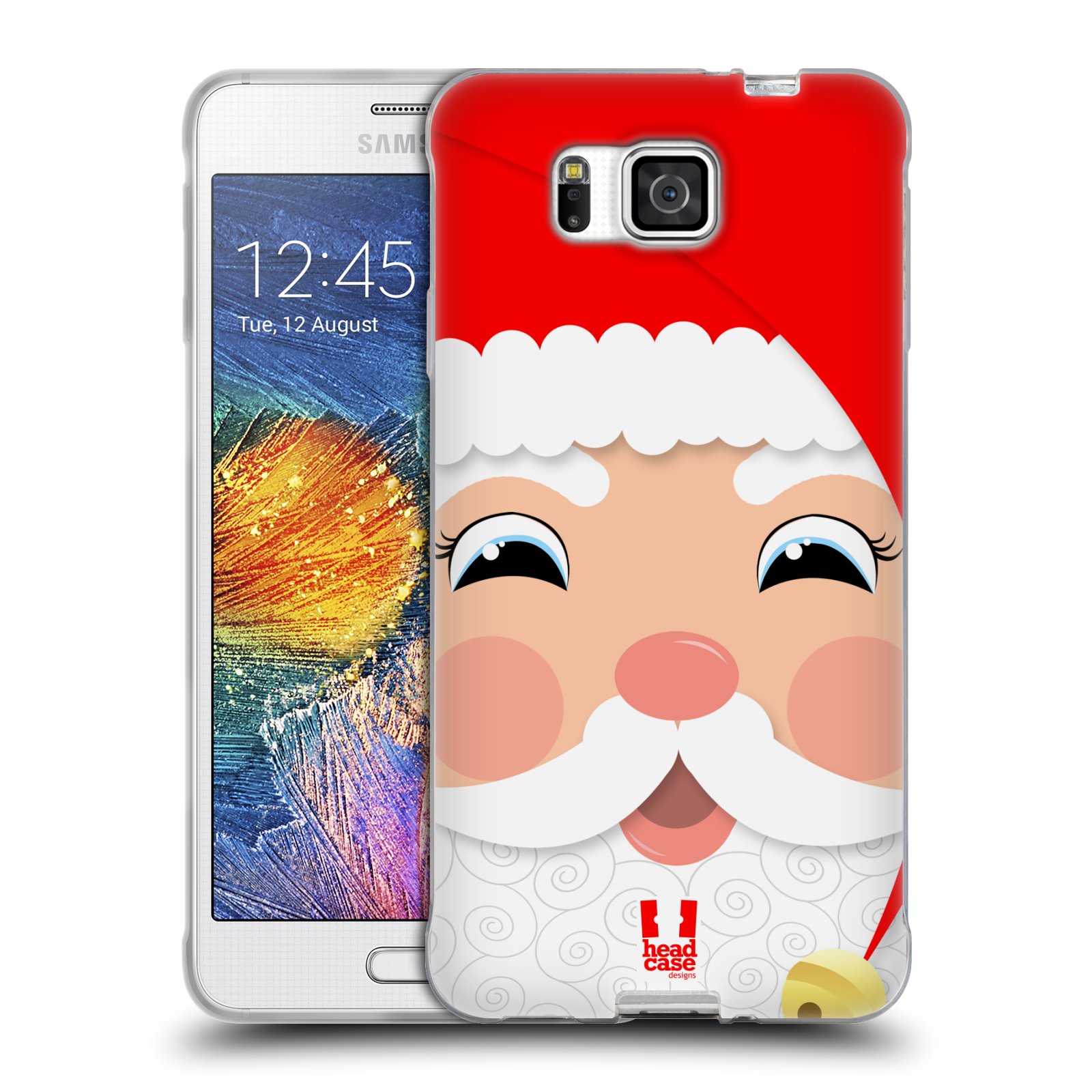 HEAD CASE silikonový obal na mobil Samsung Galaxy ALPHA vzor Vánoční tváře kreslené SANTA CLAUS