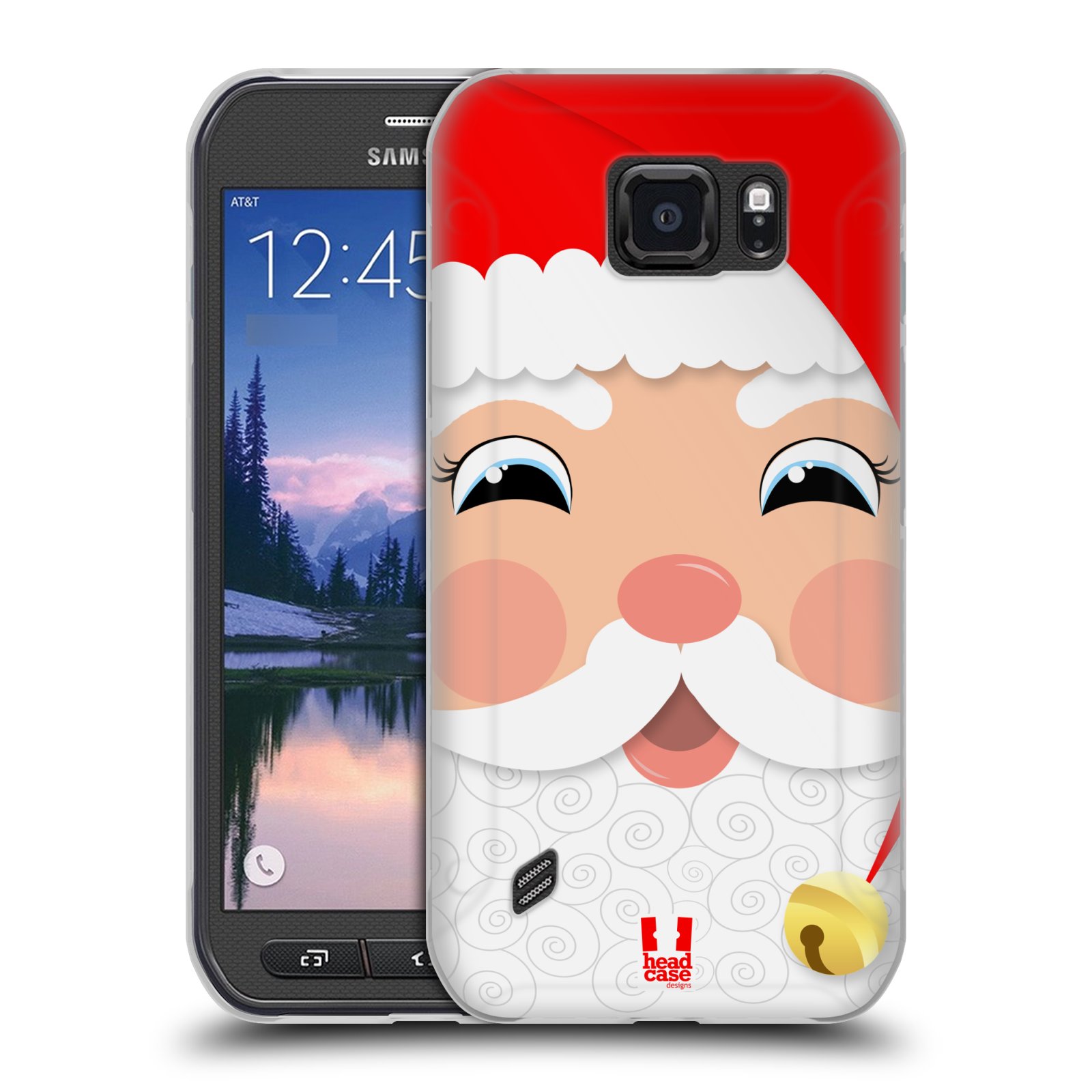 HEAD CASE silikonový obal na mobil Samsung Galaxy S6 ACTIVE vzor Vánoční tváře kreslené SANTA CLAUS