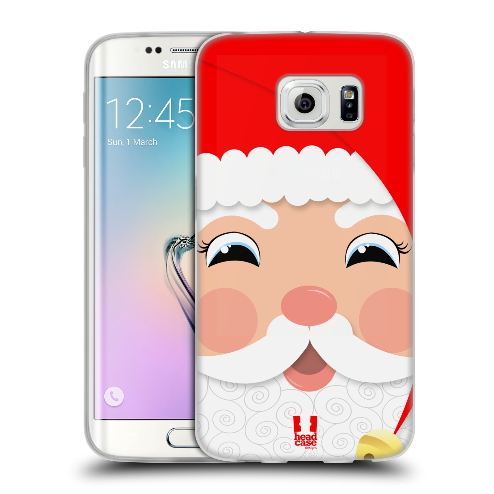 HEAD CASE silikonový obal na mobil Samsung Galaxy S6 EDGE vzor Vánoční tváře kreslené SANTA CLAUS