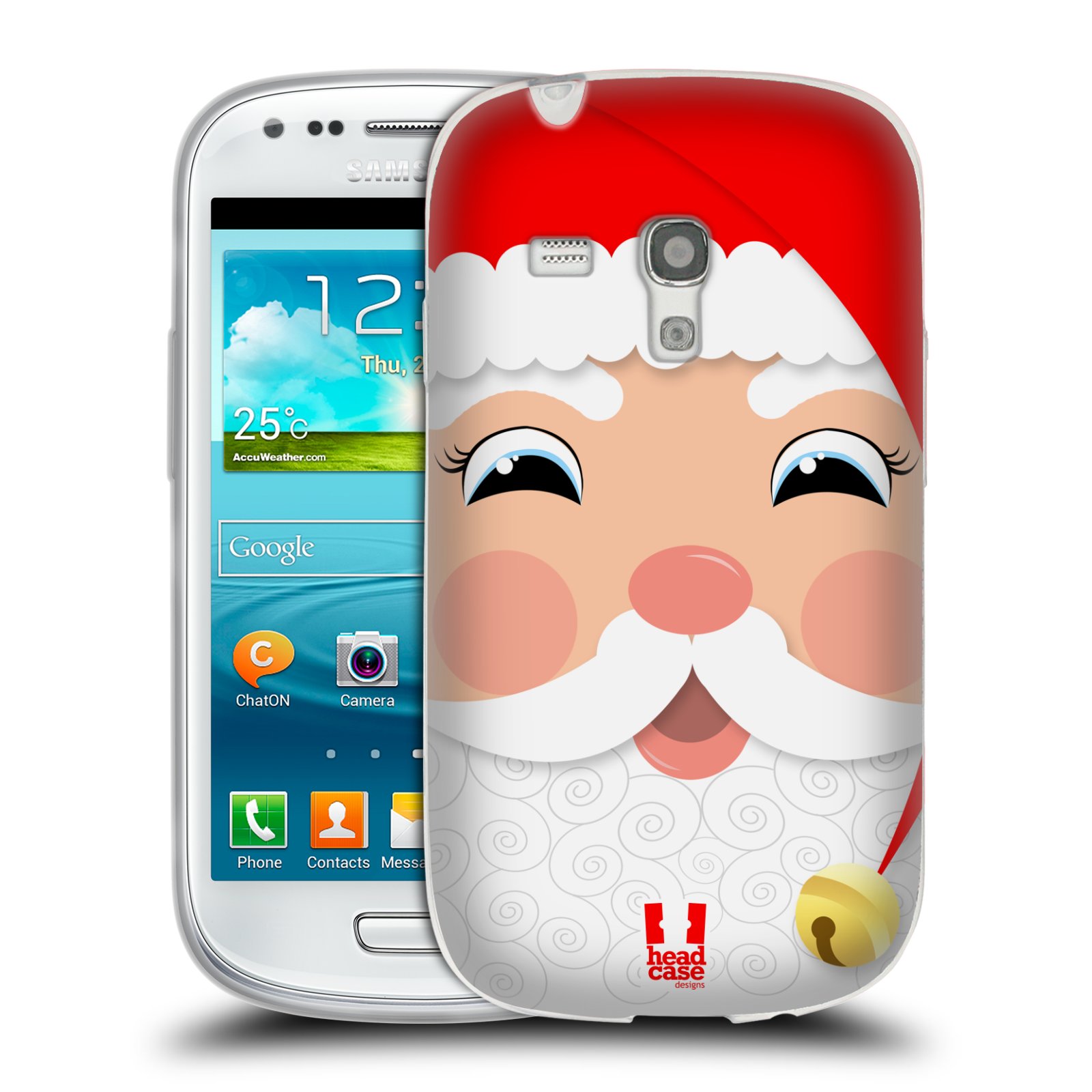 HEAD CASE silikonový obal na mobil Samsung Galaxy S3 MINI i8190 vzor Vánoční tváře kreslené SANTA CLAUS