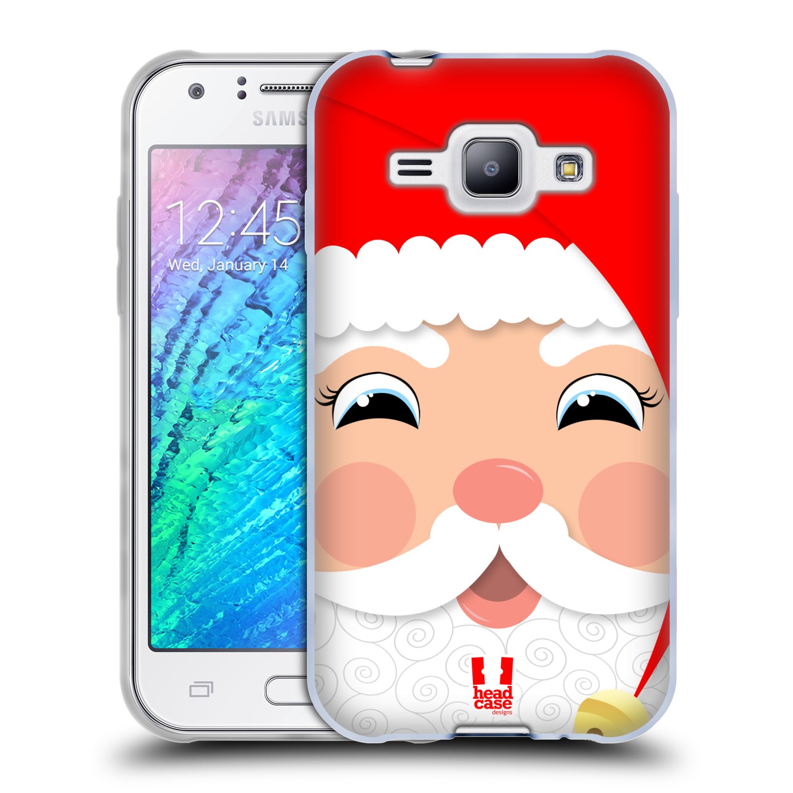 HEAD CASE silikonový obal na mobil Samsung Galaxy J1 vzor Vánoční tváře kreslené SANTA CLAUS