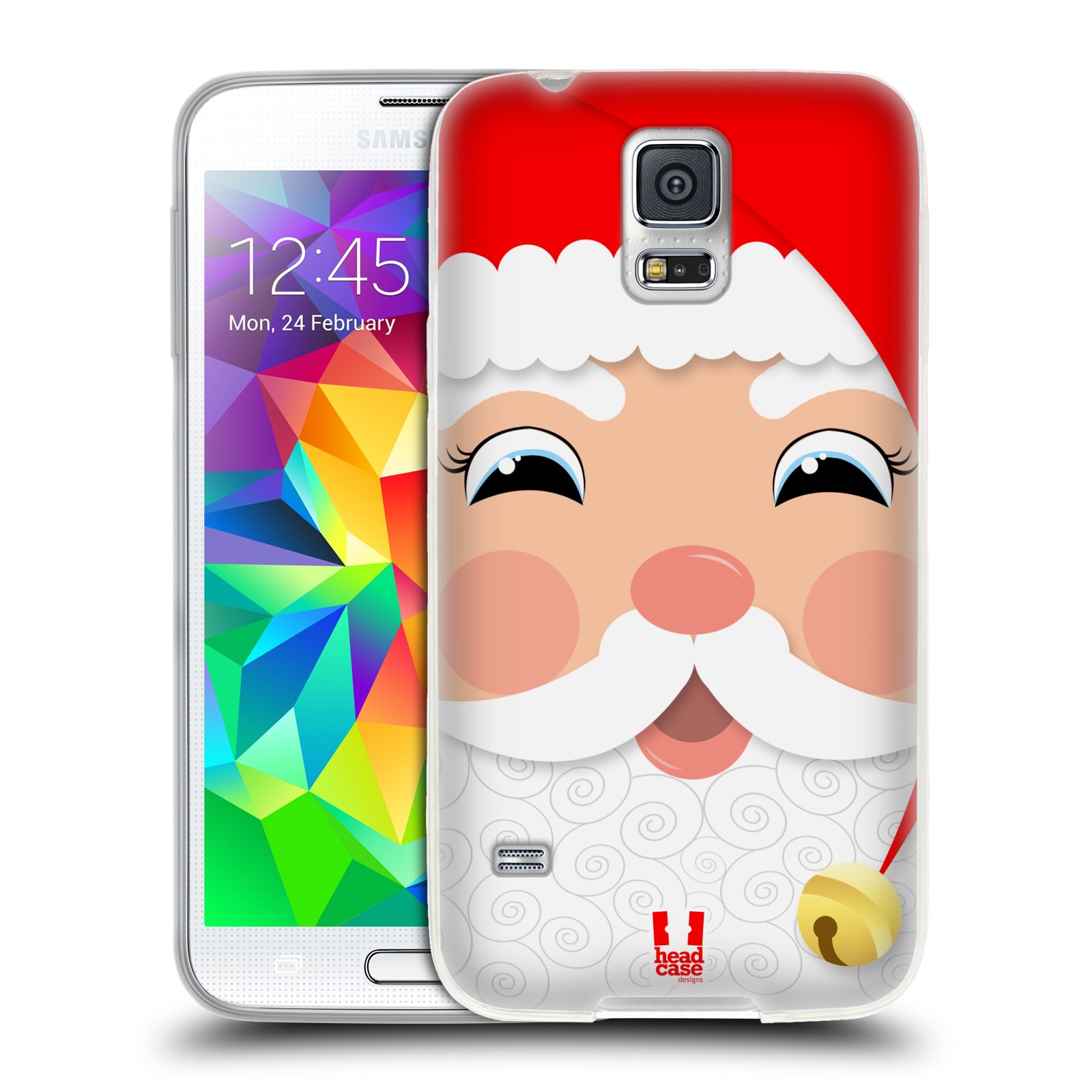 HEAD CASE silikonový obal na mobil Samsung Galaxy S5/S5 NEO vzor Vánoční tváře kreslené SANTA CLAUS