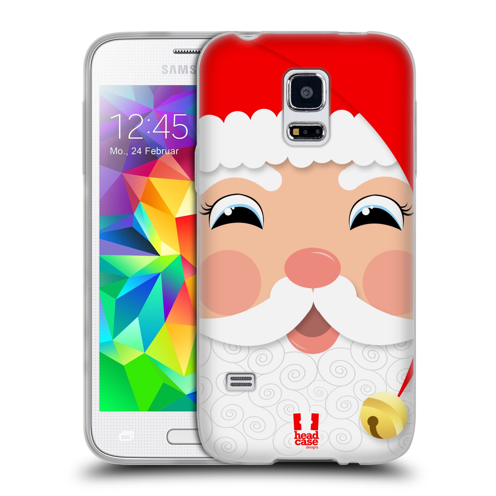 HEAD CASE silikonový obal na mobil Samsung Galaxy S5 MINI vzor Vánoční tváře kreslené SANTA CLAUS