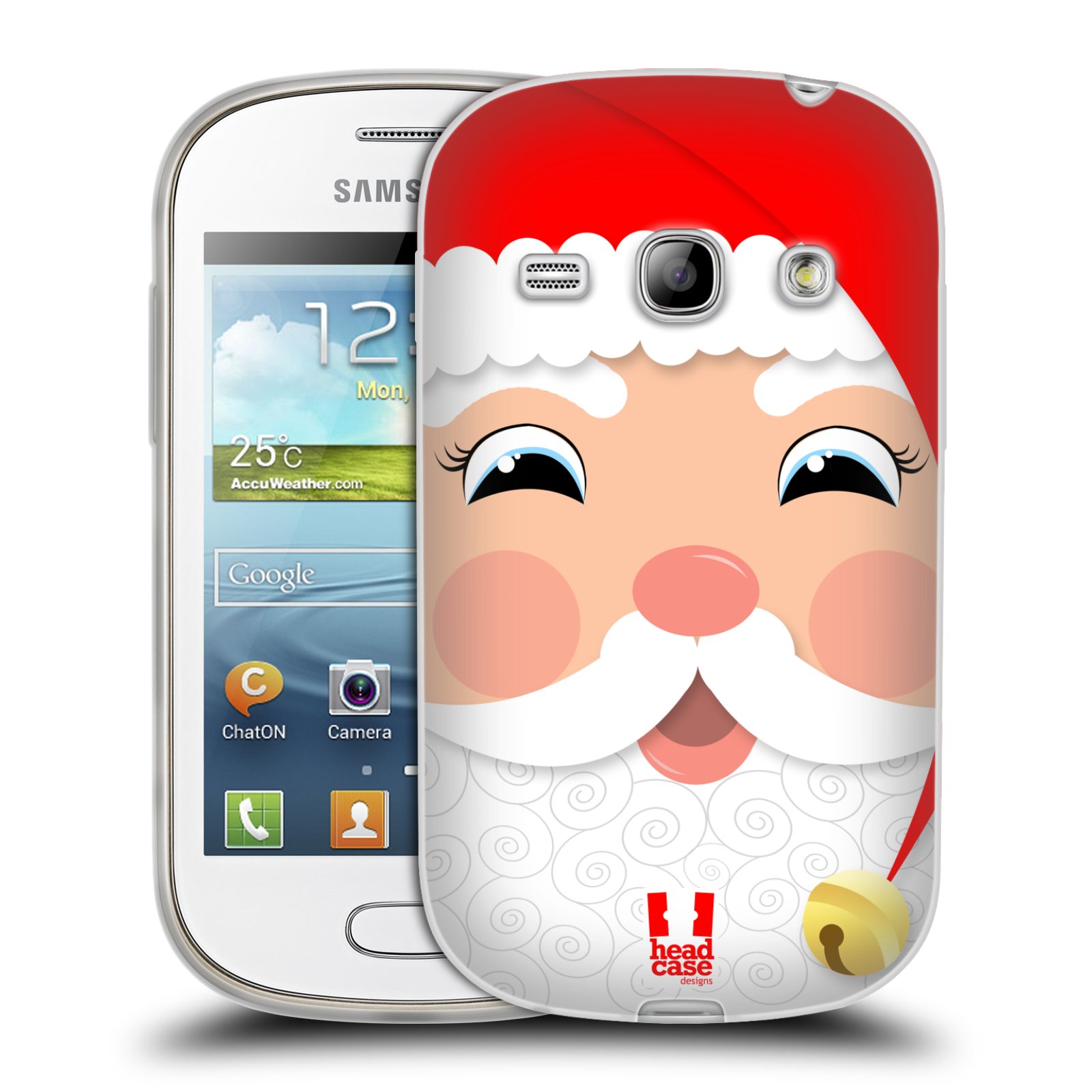 HEAD CASE silikonový obal na mobil Samsung Galaxy FAME vzor Vánoční tváře kreslené SANTA CLAUS