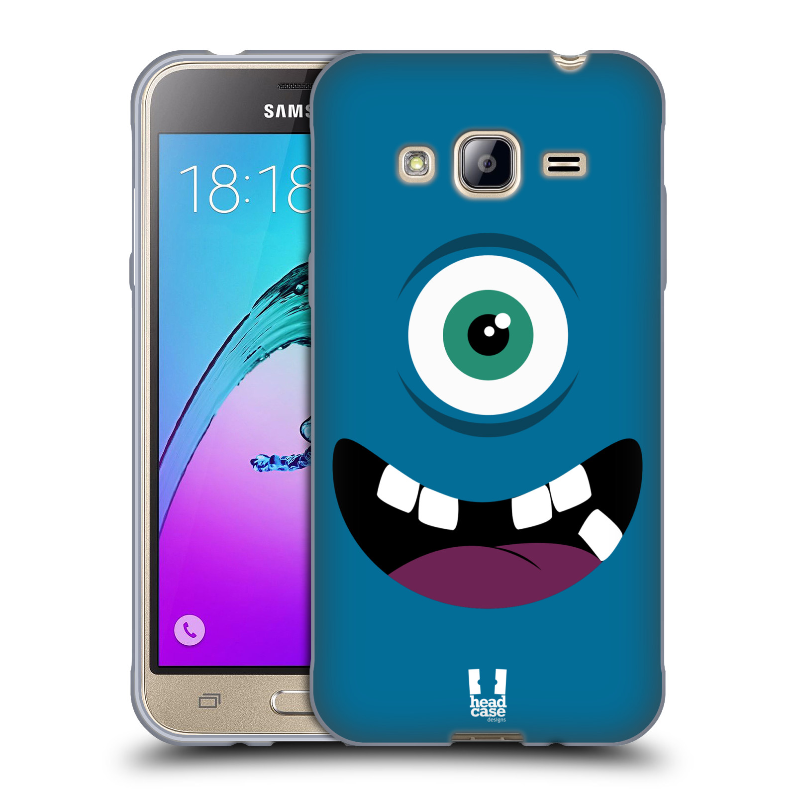 HEAD CASE silikonový obal na mobil Samsung Galaxy J3, J3 2016 vzor Rozjařené příšerky MODRÁ
