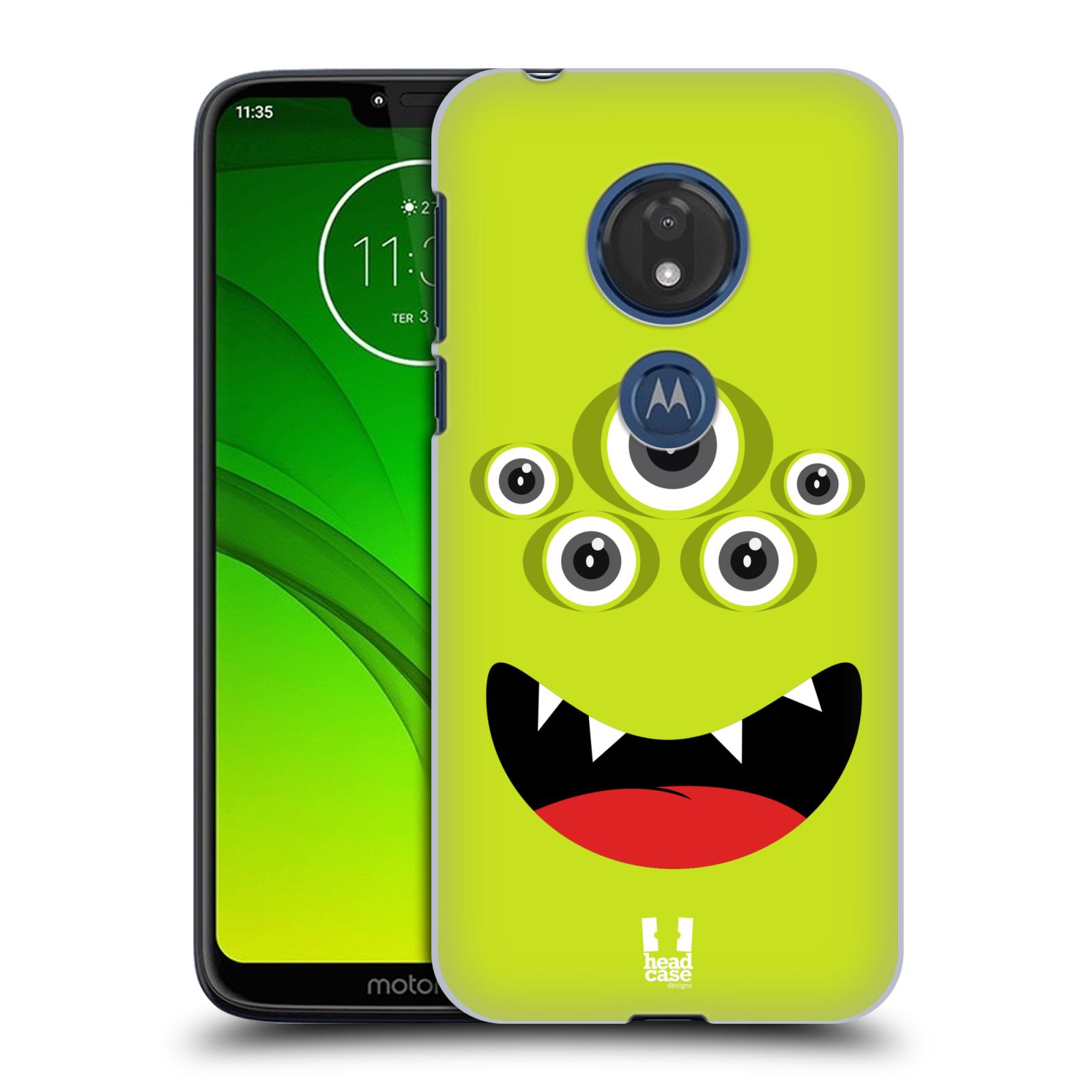 Pouzdro na mobil Motorola Moto G7 Play vzor Rozjařené příšerky ŽLUTOZELENÁ