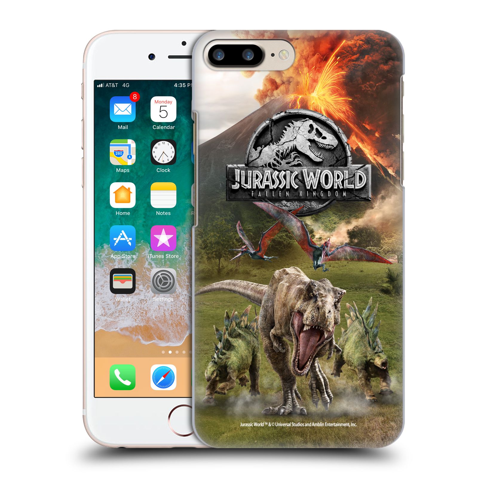 Zadní obal pro mobil Apple Iphone 7+ /  8+ - HEAD CASE - Jurský Svět - Dinosauři sopka