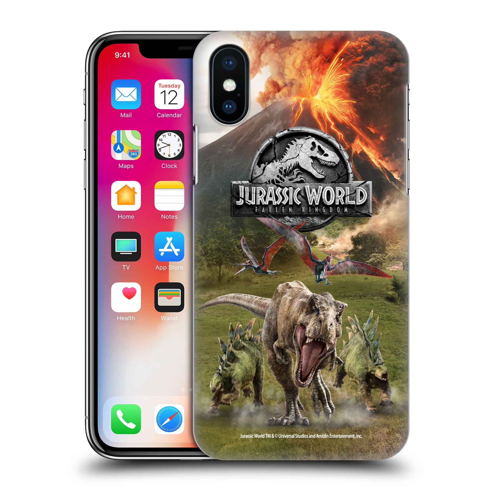 Zadní obal pro mobil Apple Iphone X / XS - HEAD CASE - Jurský Svět - Dinosauři sopka