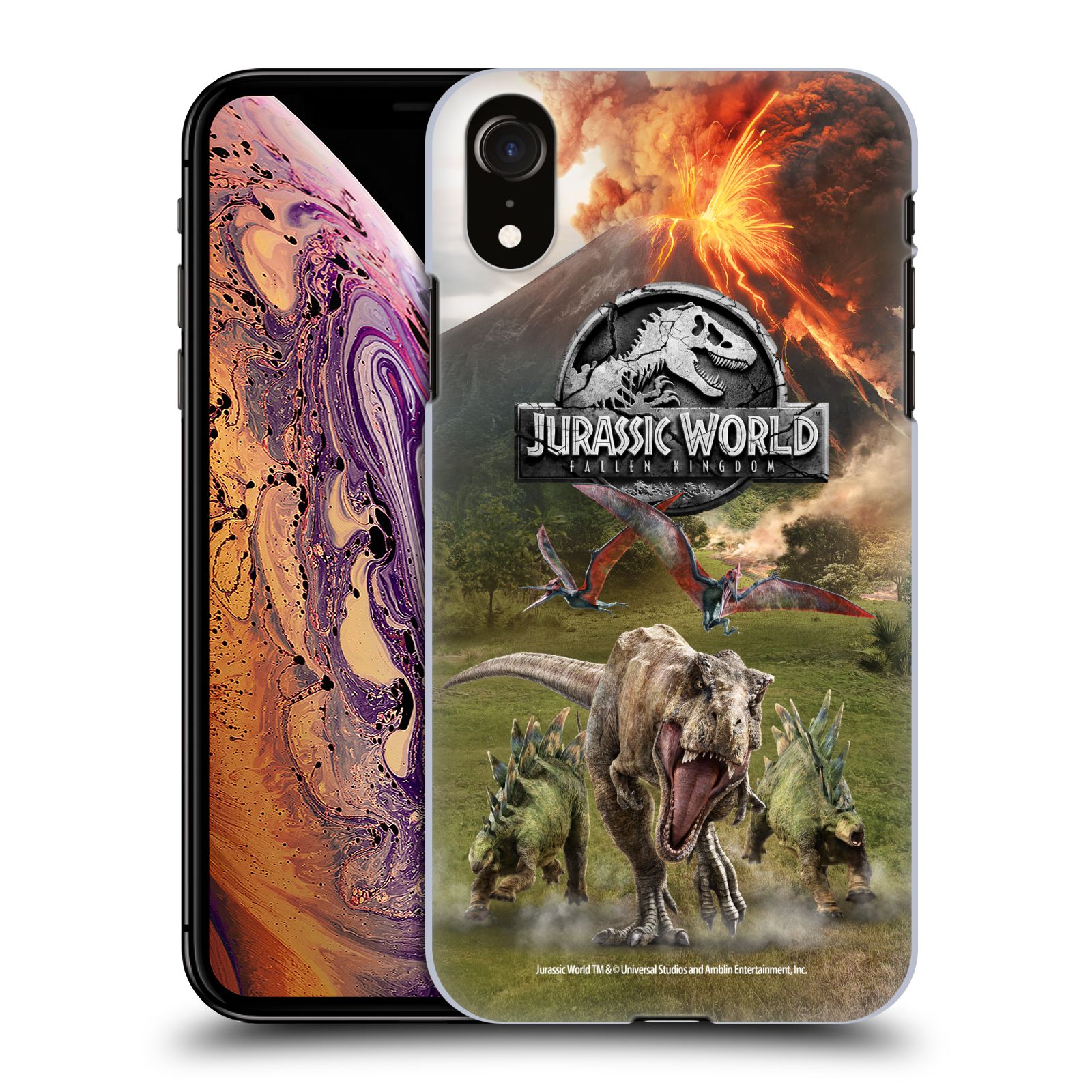Zadní obal pro mobil Apple Iphone XR - HEAD CASE - Jurský Svět - Dinosauři sopka