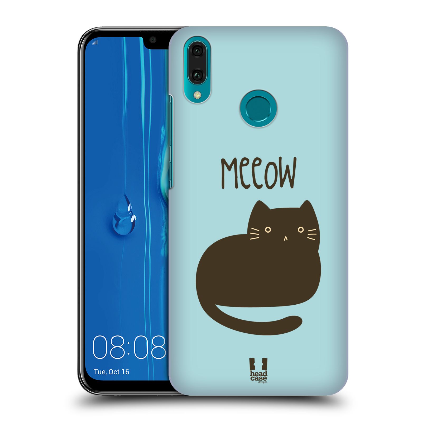 Pouzdro na mobil Huawei Y9 2019 - HEAD CASE - vzor Rozotmilé malé kreslené kočičky BOMBAJSKÁ MODRÁ