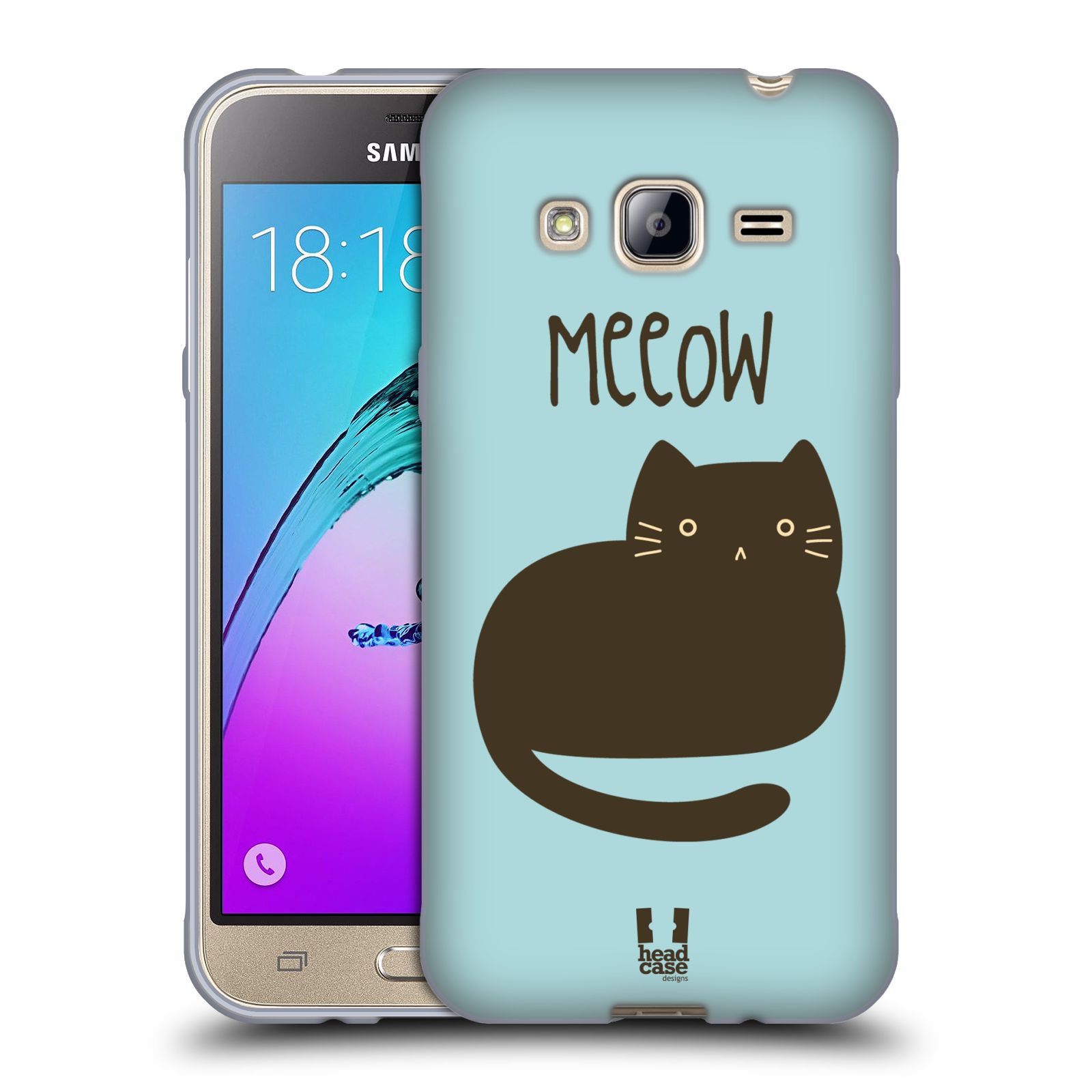 HEAD CASE silikonový obal na mobil Samsung Galaxy J3, J3 2016 vzor Rozotmilé malé kreslené kočičky BOMBAJSKÁ MODRÁ