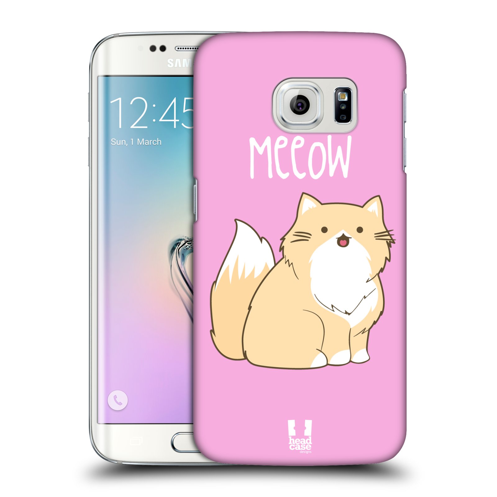 HEAD CASE plastový obal na mobil SAMSUNG Galaxy S6 EDGE (G9250, G925, G925F) vzor Rozotmilé malé kreslené kočičky PERSKÁ RŮŽOVÁ