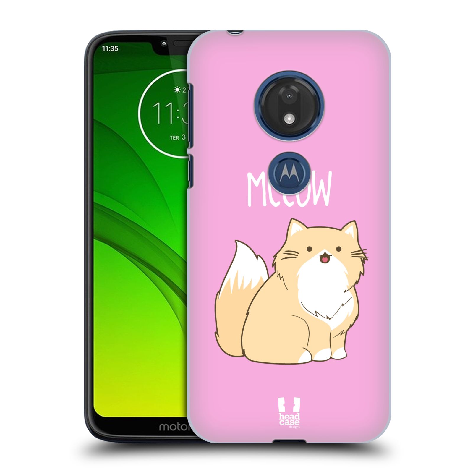 Pouzdro na mobil Motorola Moto G7 Play vzor Rozotmilé malé kreslené kočičky PERSKÁ RŮŽOVÁ
