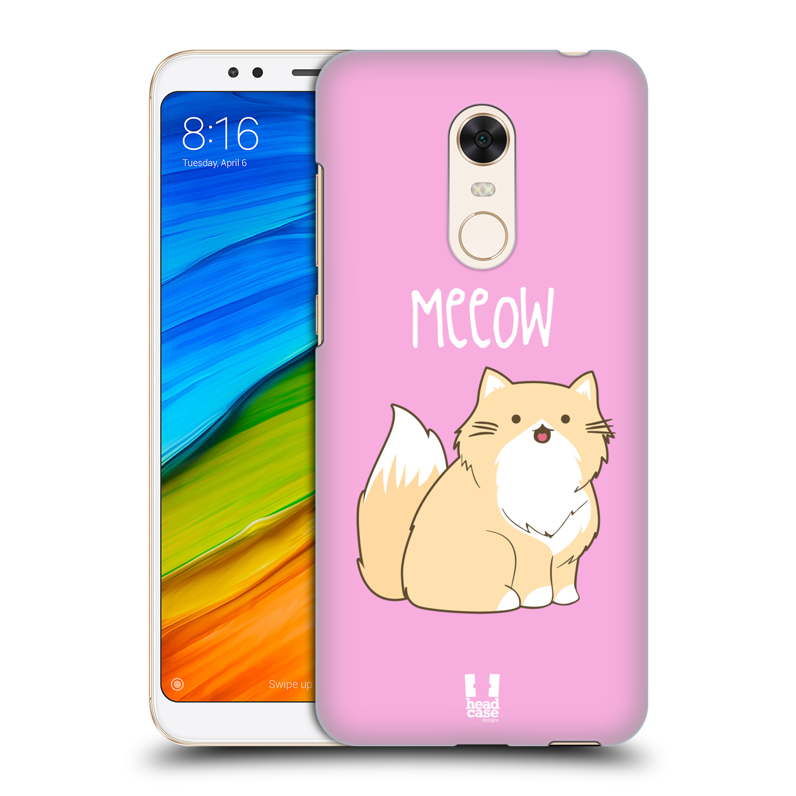 HEAD CASE plastový obal na mobil Xiaomi Redmi 5 PLUS vzor Rozotmilé malé kreslené kočičky PERSKÁ RŮŽOVÁ