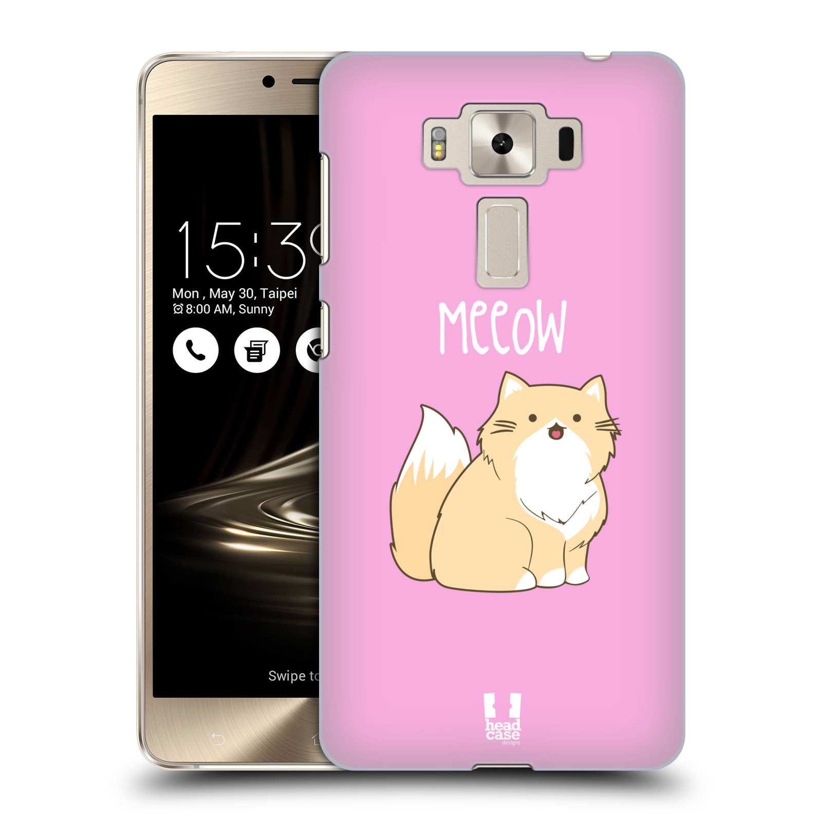 HEAD CASE plastový obal na mobil Asus Zenfone 3 DELUXE ZS550KL vzor Rozotmilé malé kreslené kočičky PERSKÁ RŮŽOVÁ